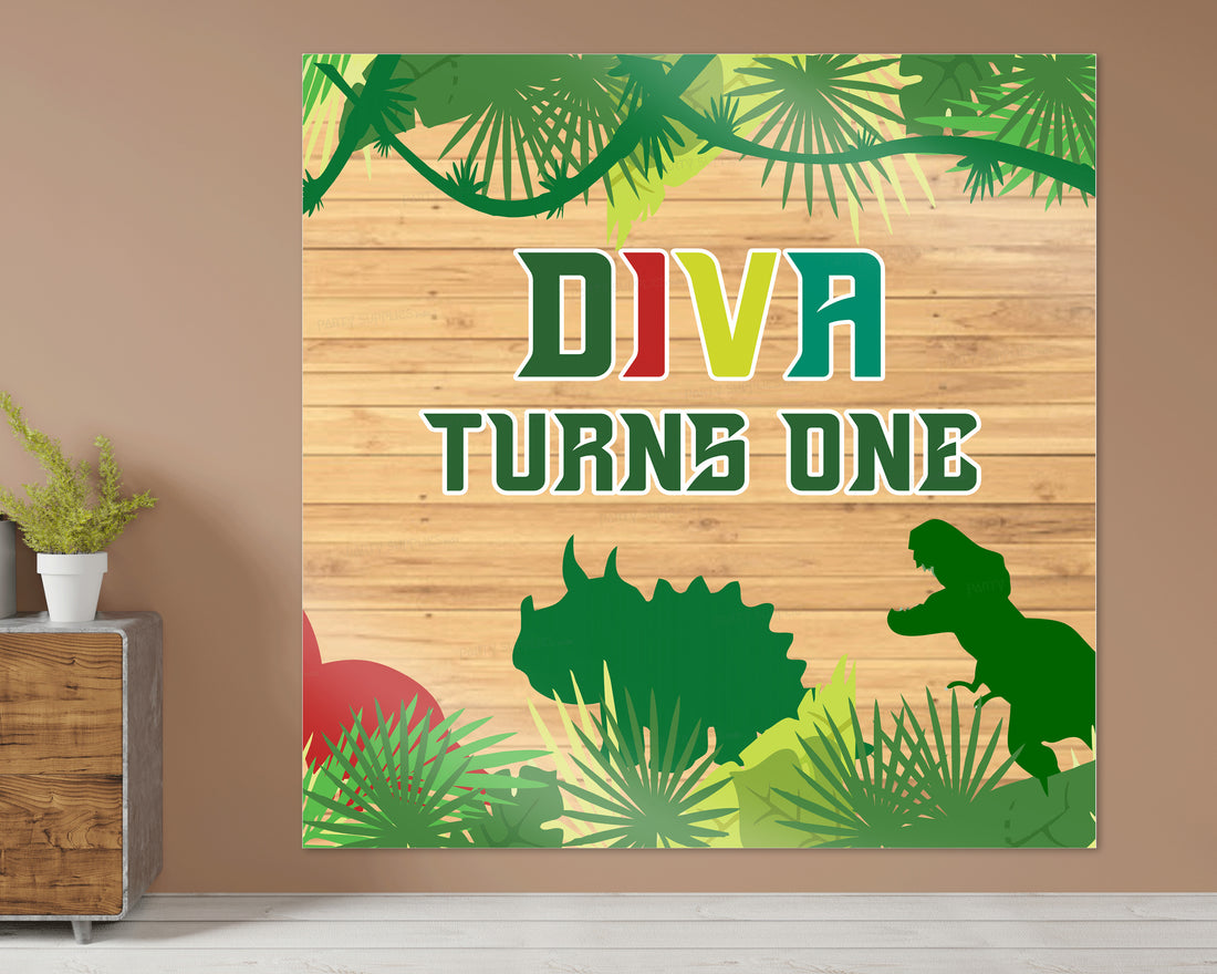 Dinosaur Theme Personalized Square Backdrop