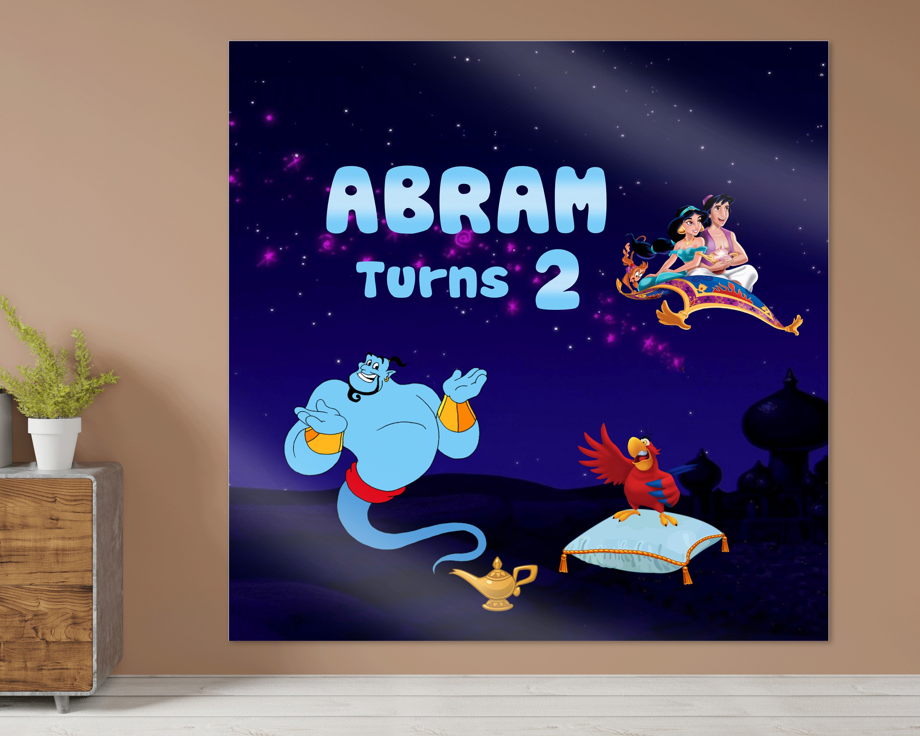 Aladdin Theme Personalized Square Backdrop