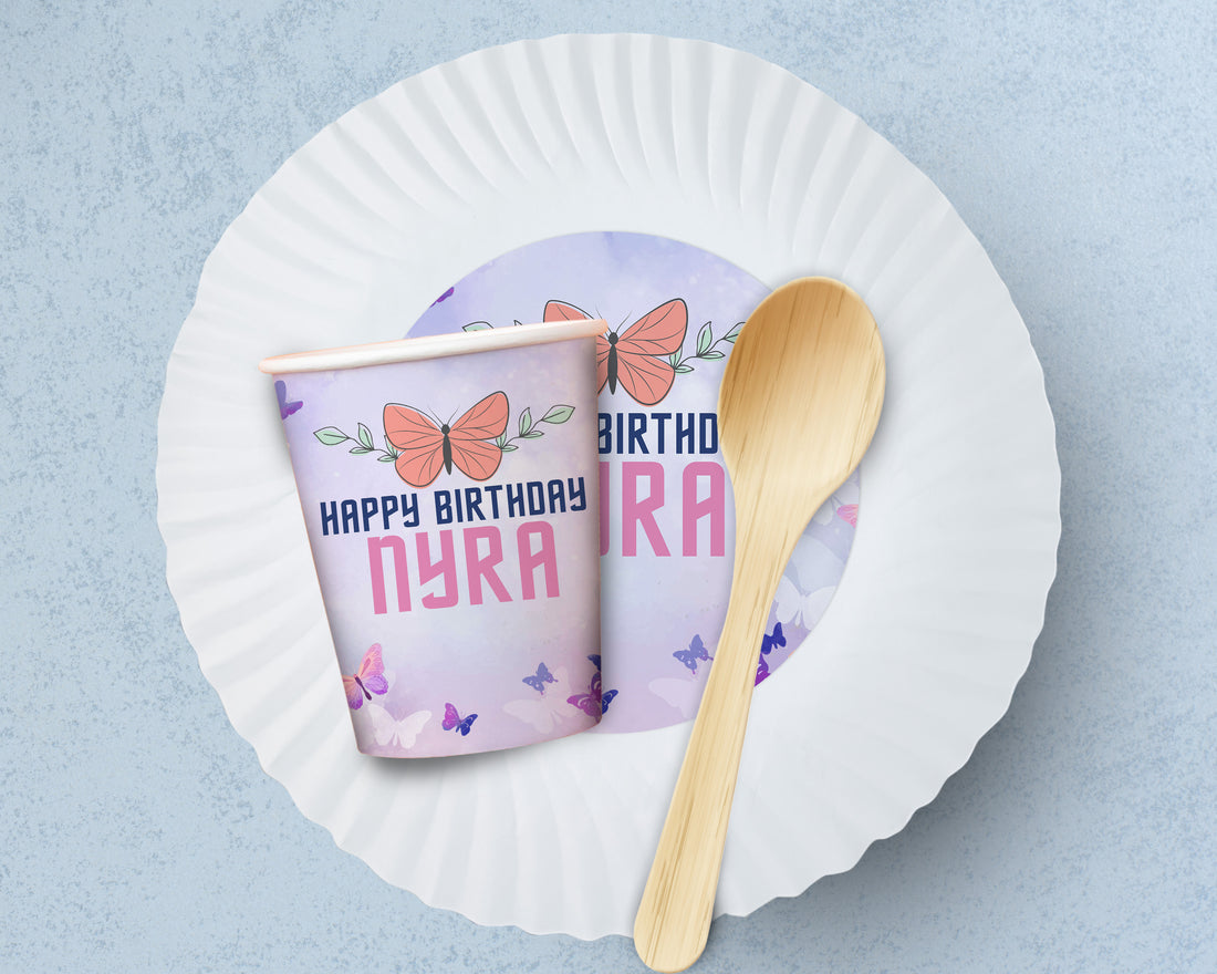 Butterfly Theme Party Cups and Plates Combo