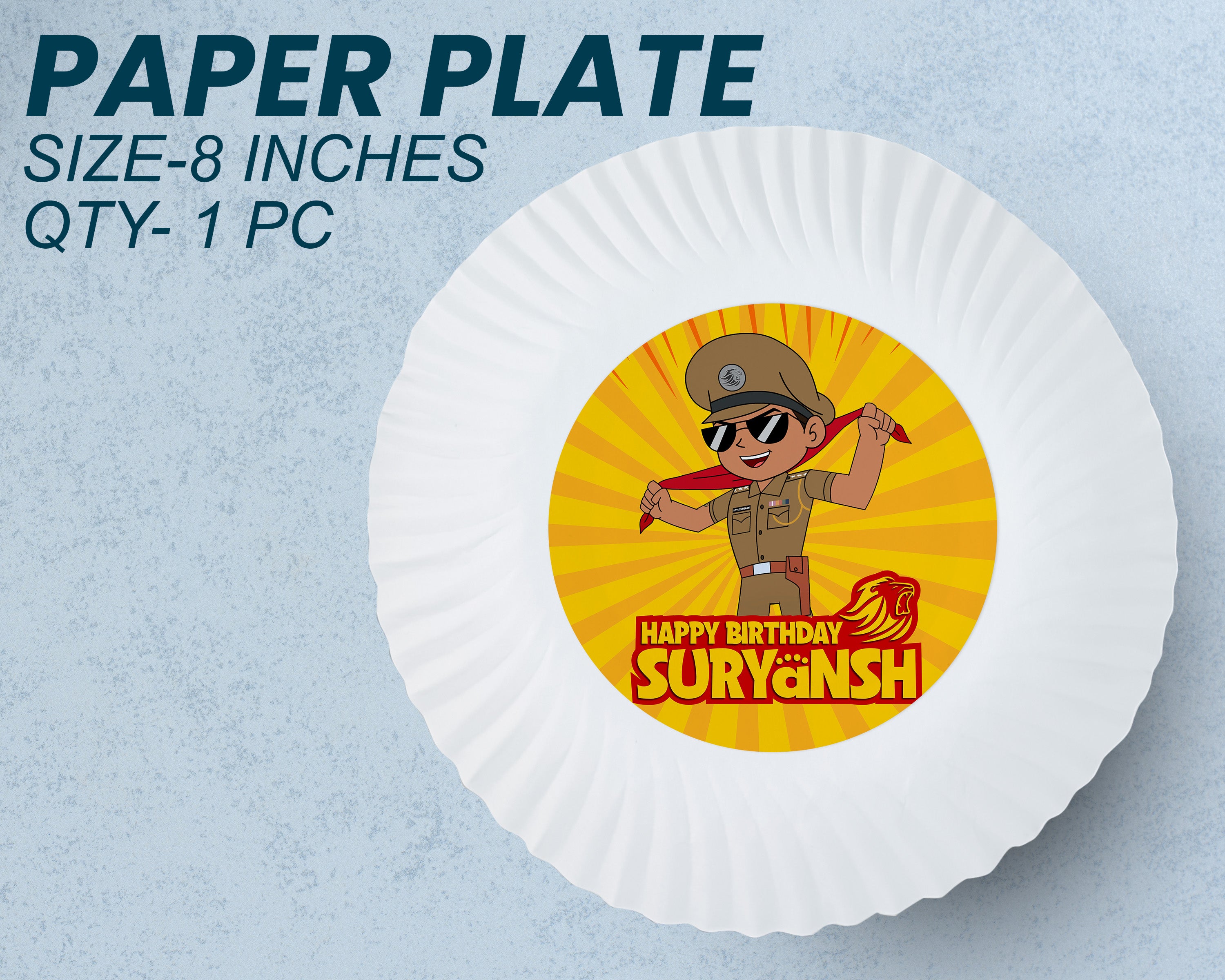 Little Singham Theme Party Cups and Plates Combo