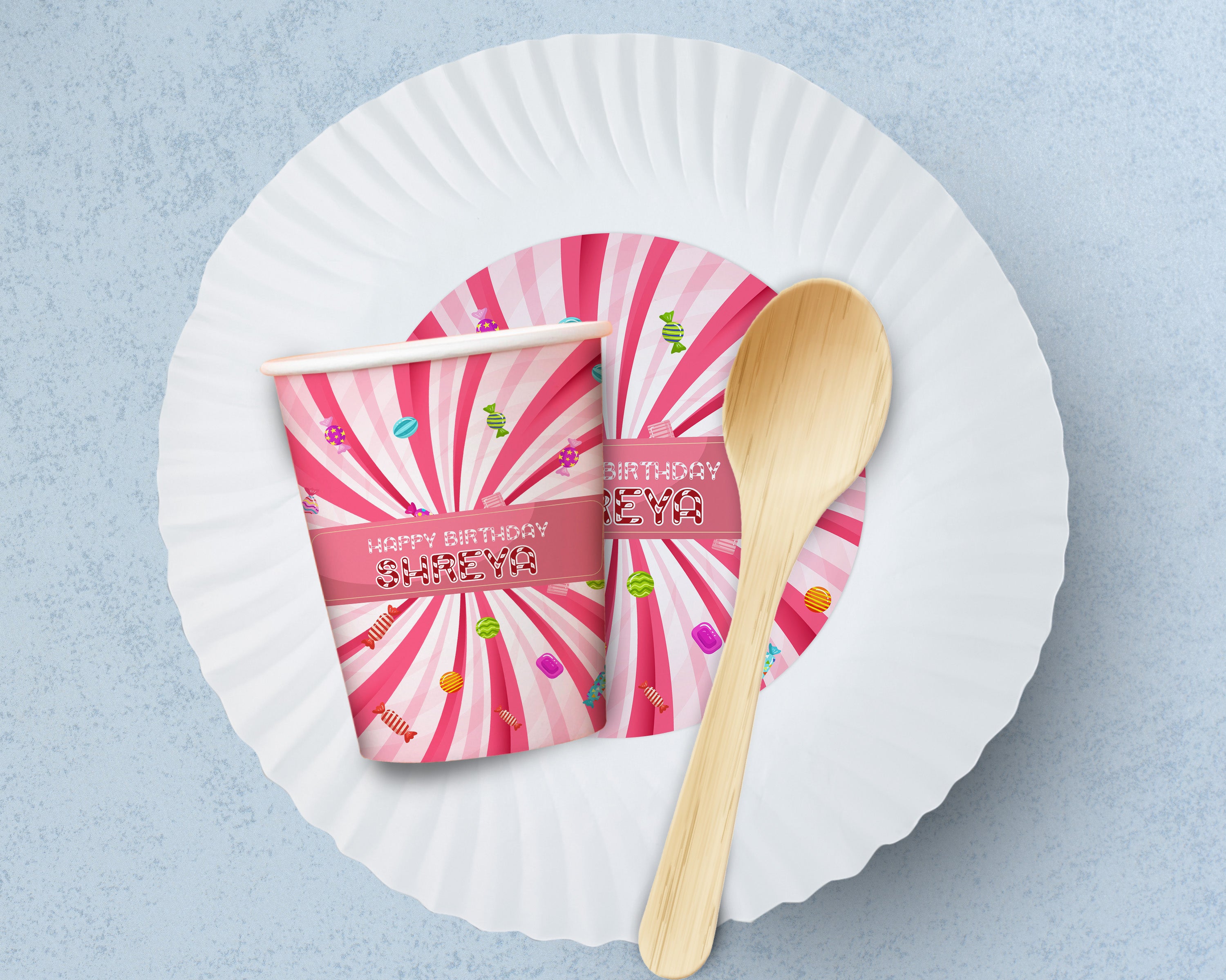Candy Theme Party Cups and Plates Combo