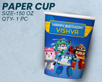PSI Robo Poli Theme Party Cups and Plates Combo