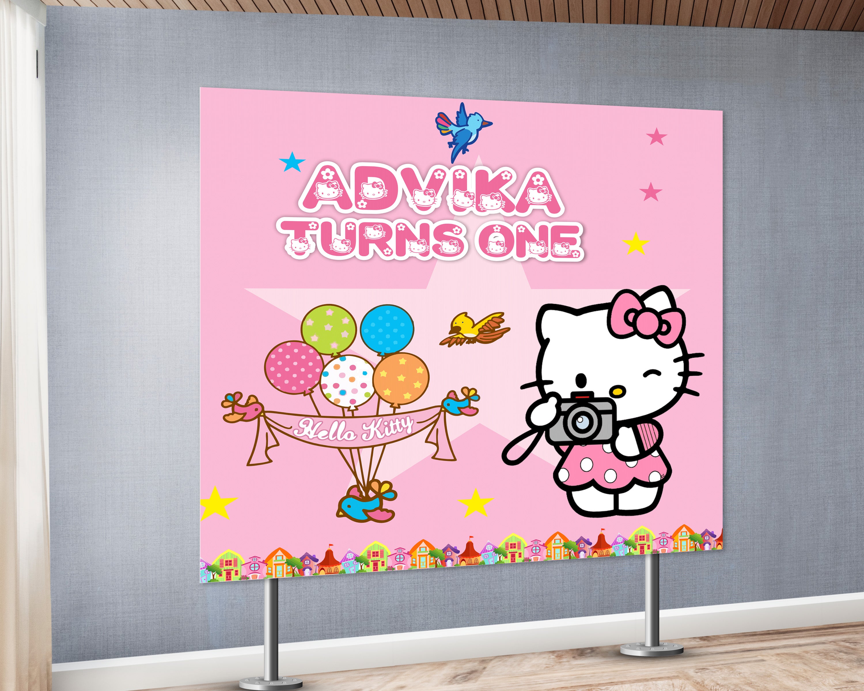 Hello Kitty Theme Square Backdrop