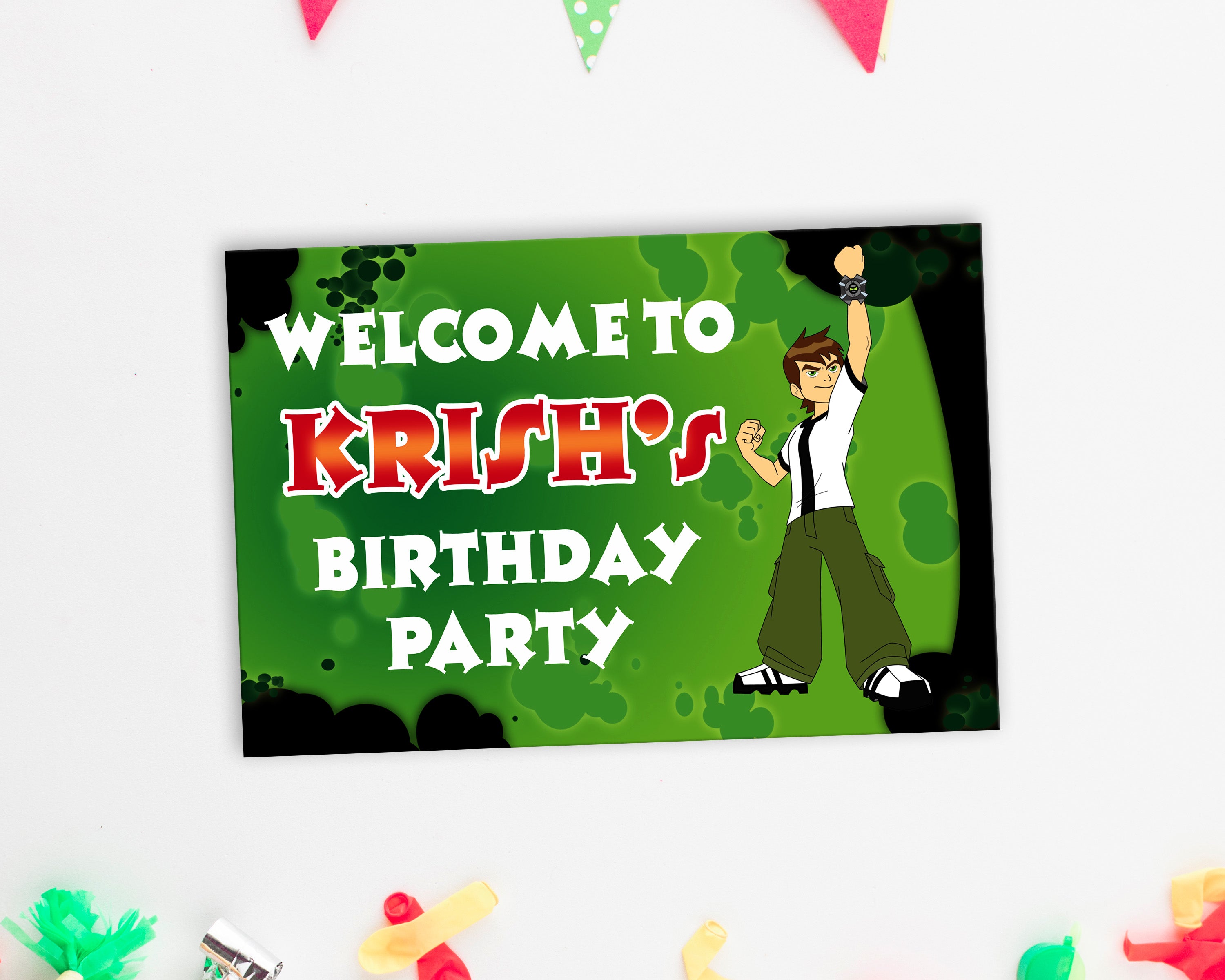 Ben 10 Theme Customized Welcome Board - image 2 of 3 | Party Supplies India