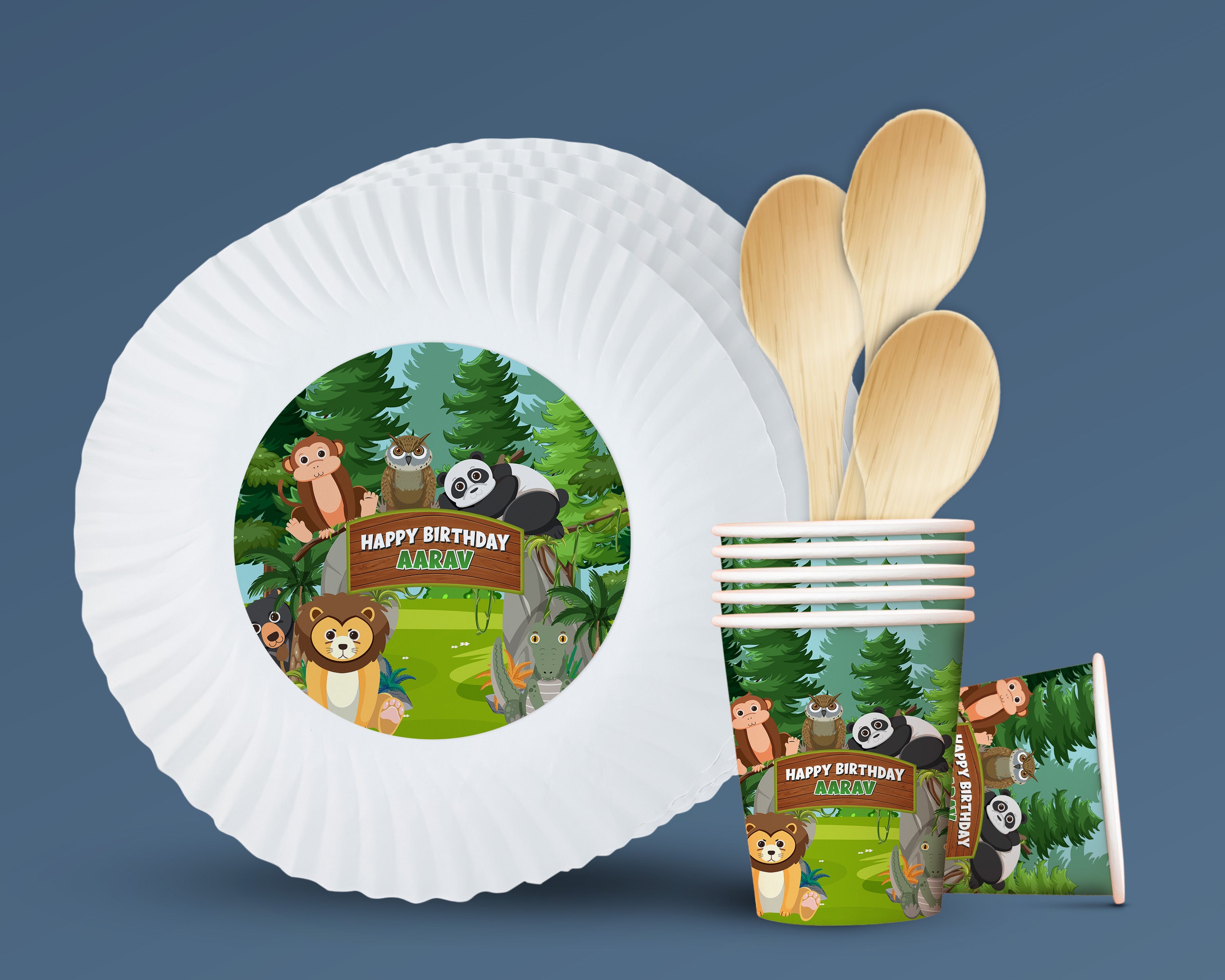 Jungle Theme Party Cups and Plates Combo