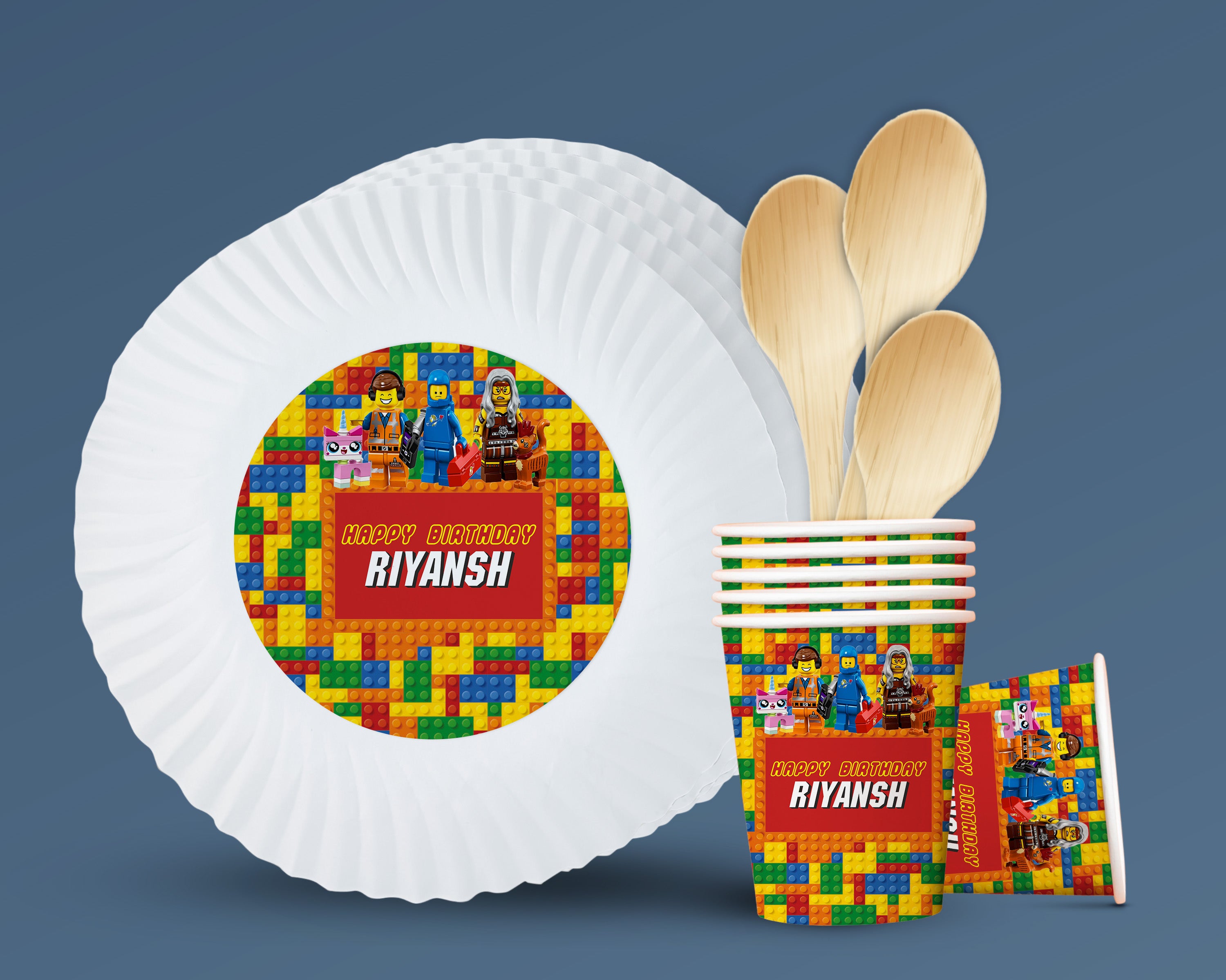 PSI Lego Theme Party Cups and Plates Combo