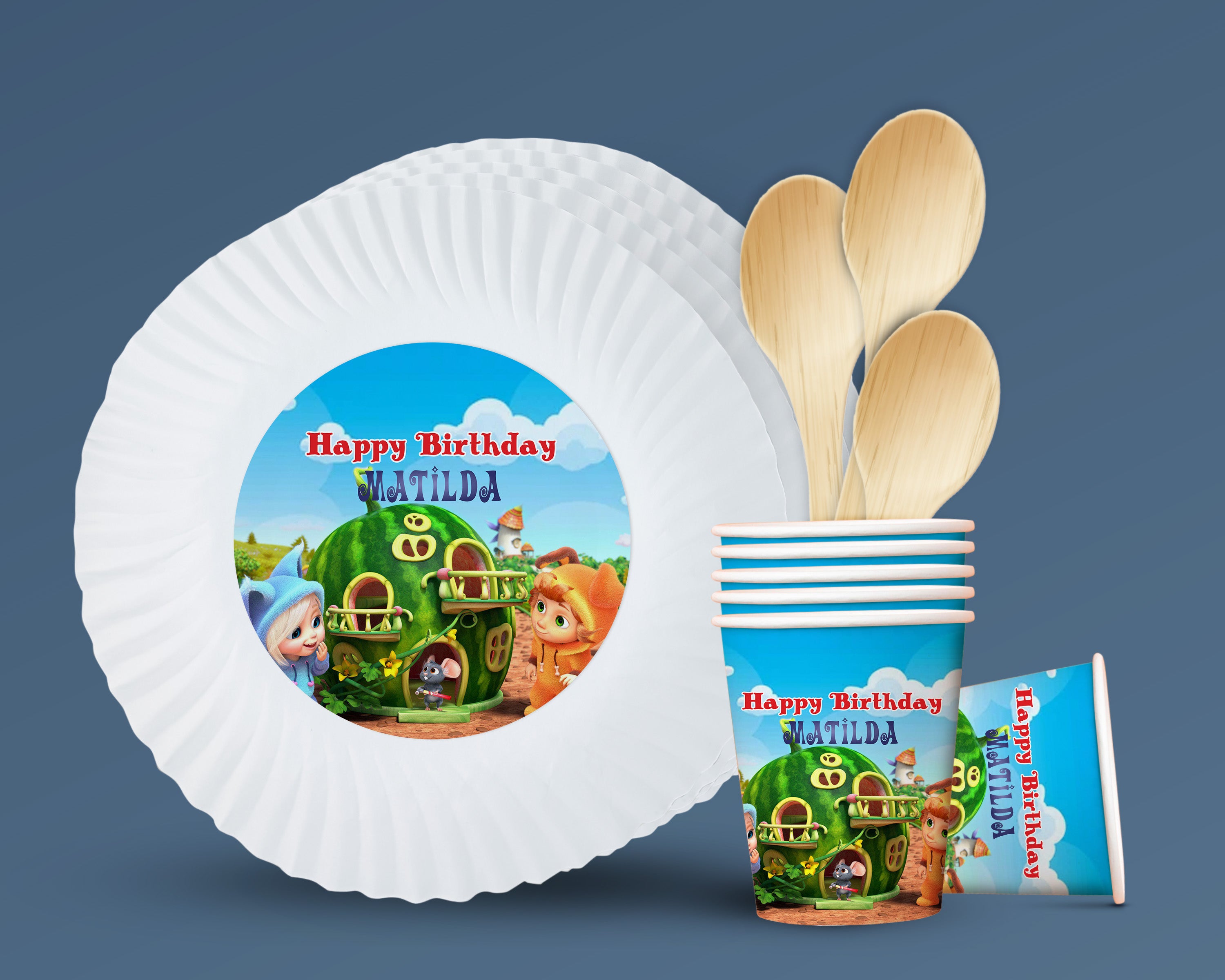 Dave & Ava Theme Paper Plates and Cups