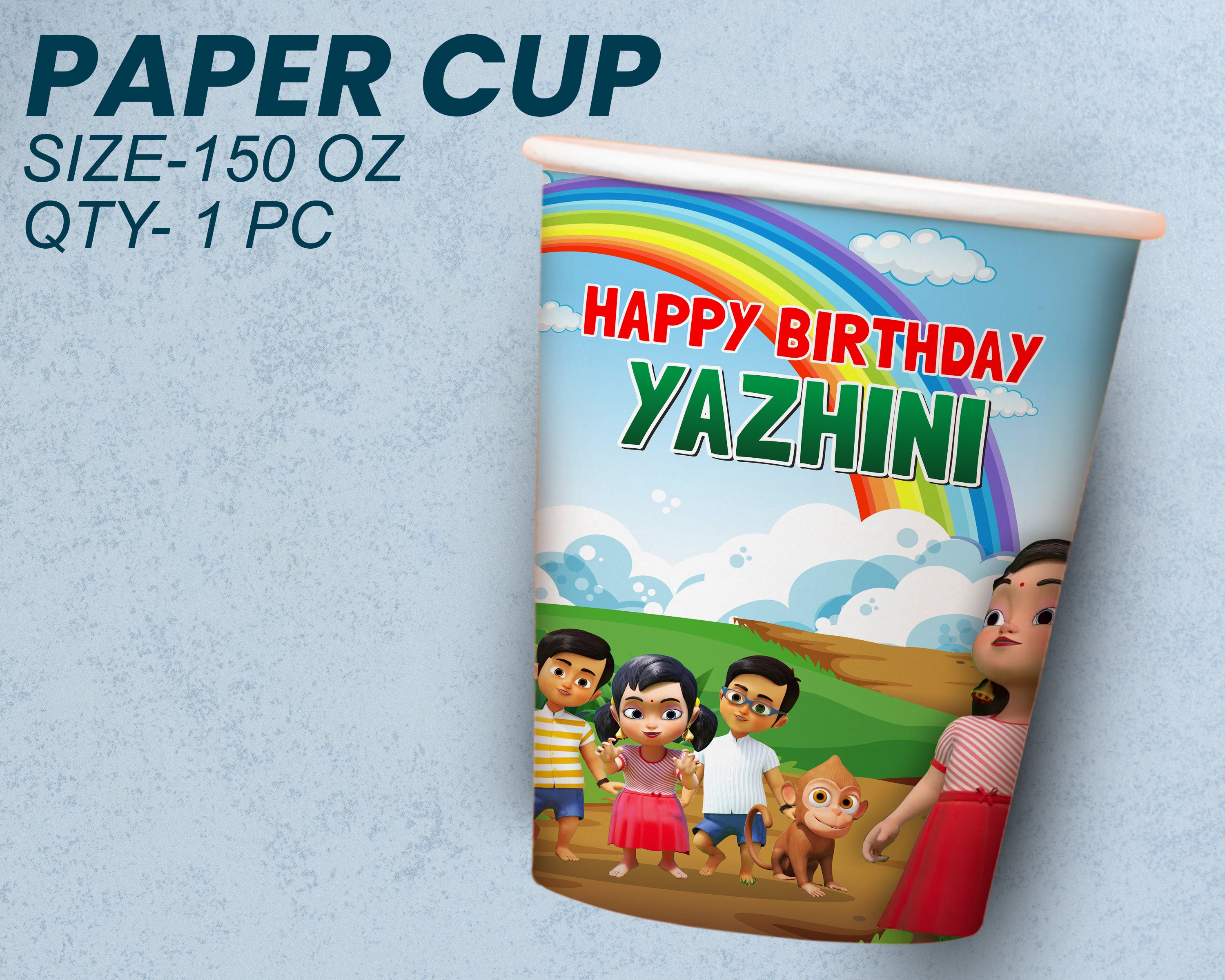 Chutti Kanamma Theme Party Cups and Plates Combo