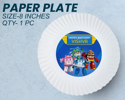 PSI Robo Poli Theme Party Cups and Plates Combo