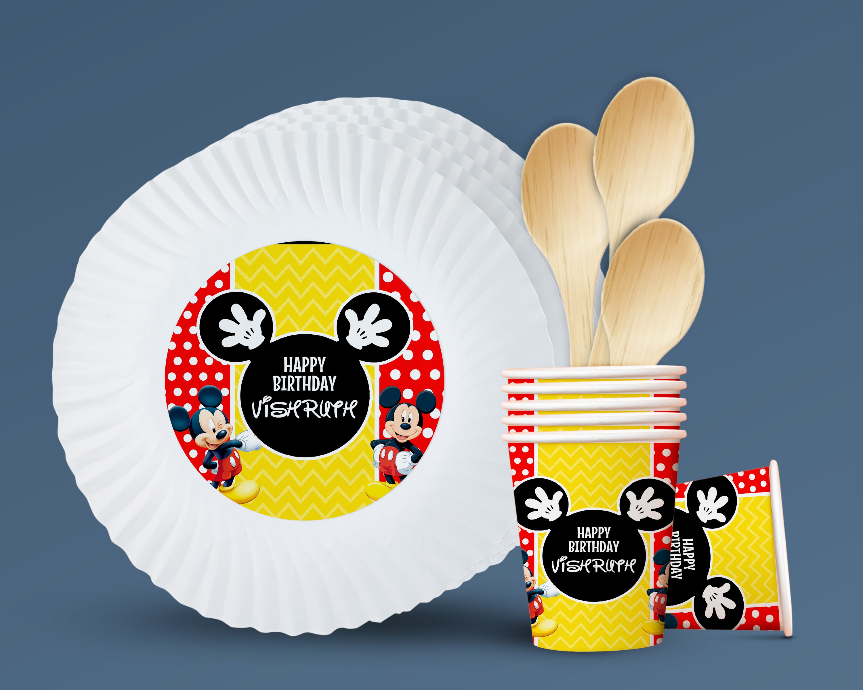 Mickey Mouse Theme Party Cups and Plates Combo