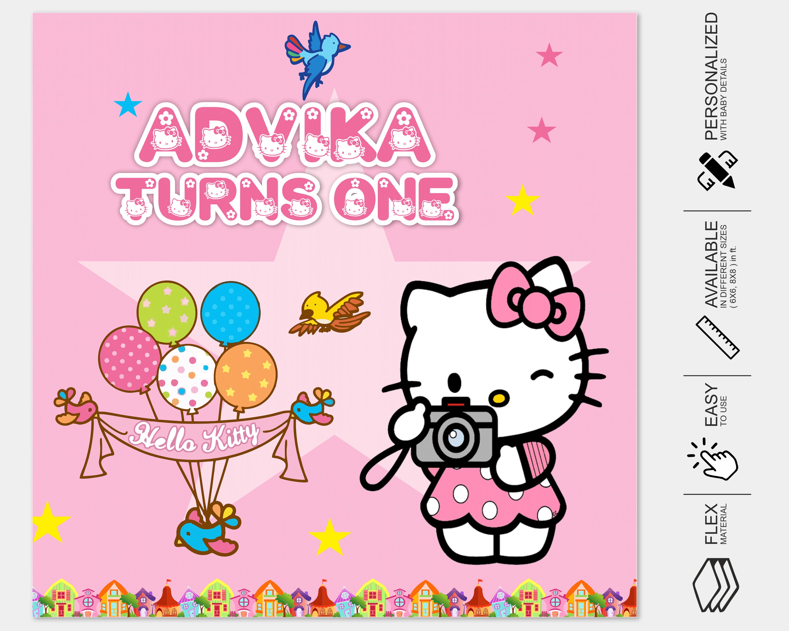 Hello Kitty Theme Square Backdrop