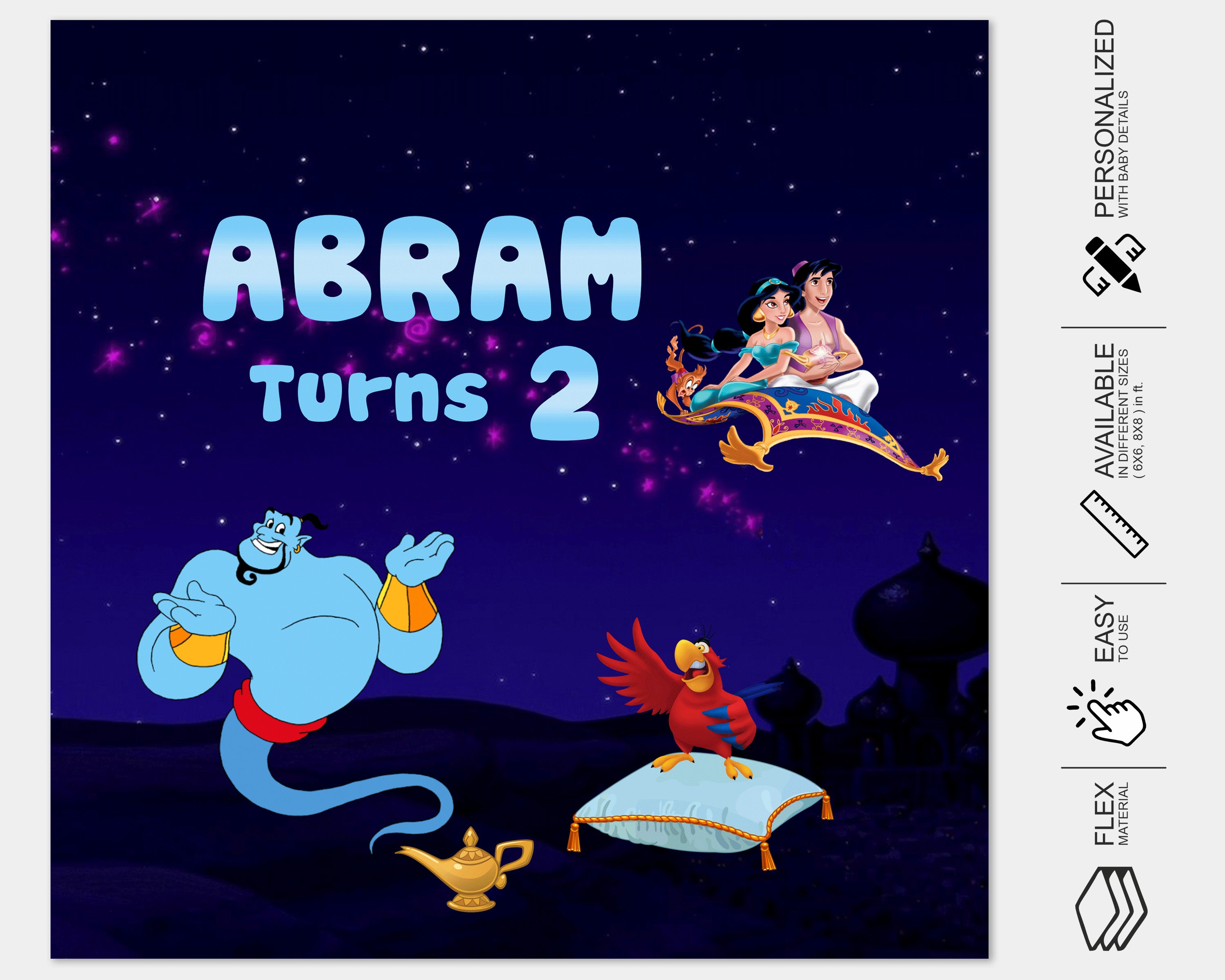 Aladdin Theme Personalized Square Backdrop