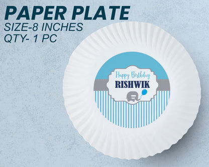PSI Blue Elephant Theme Party Cups and Plates Combo