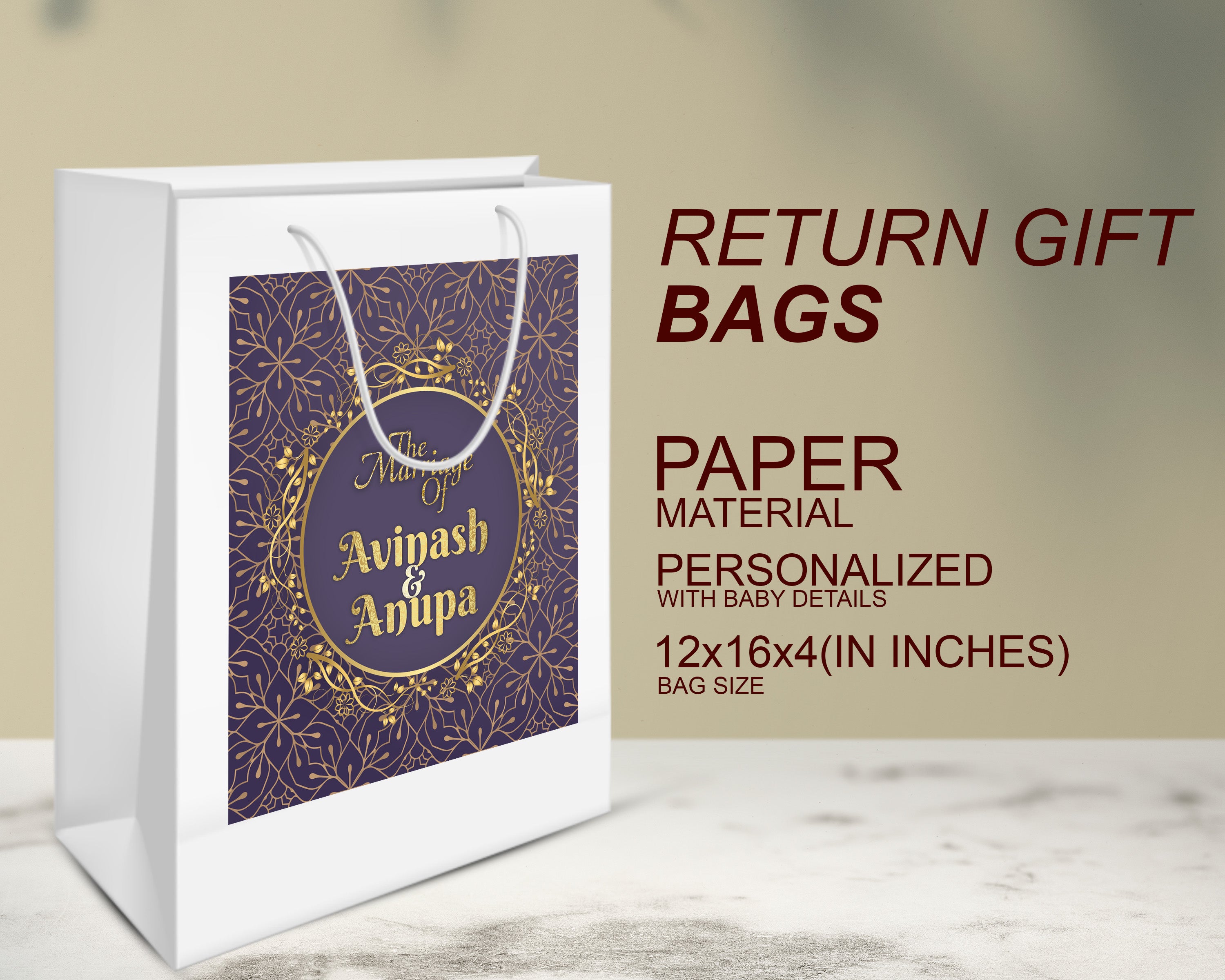 Wedding Theme Personalized Oversized Return Gift Bag - image 3 of 5 | Party Supplies India