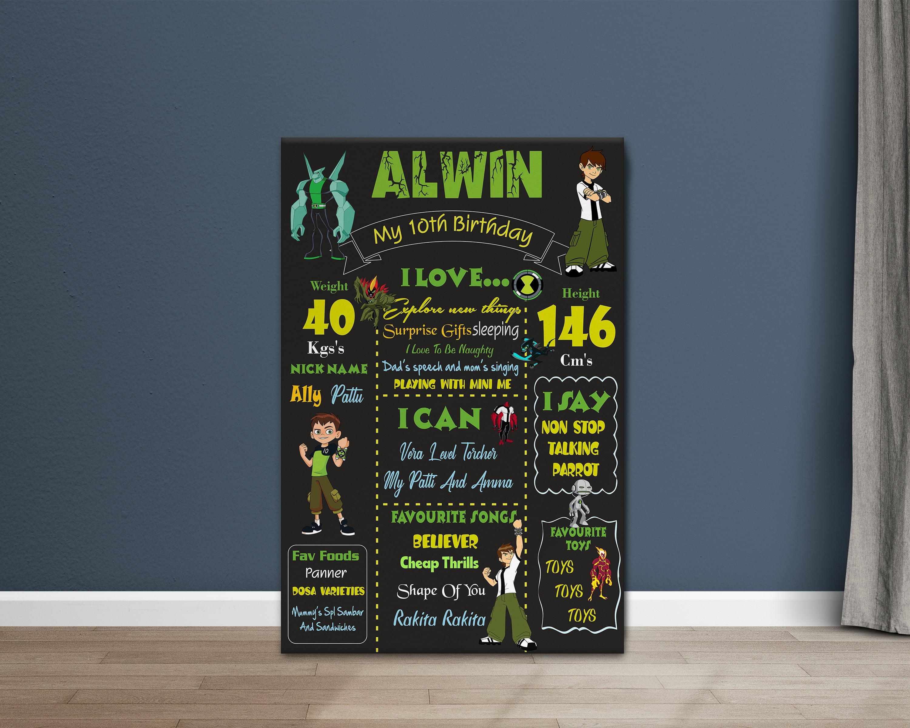 Ben 10 Theme Chalk Board