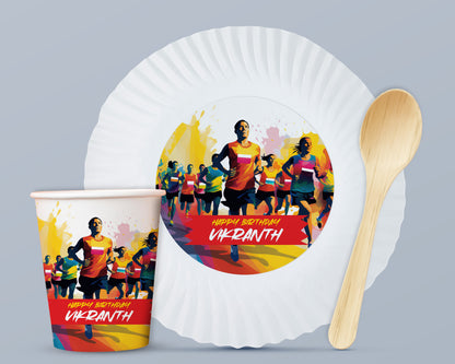 PSI Marathon Theme Party Cups and Plates Combo