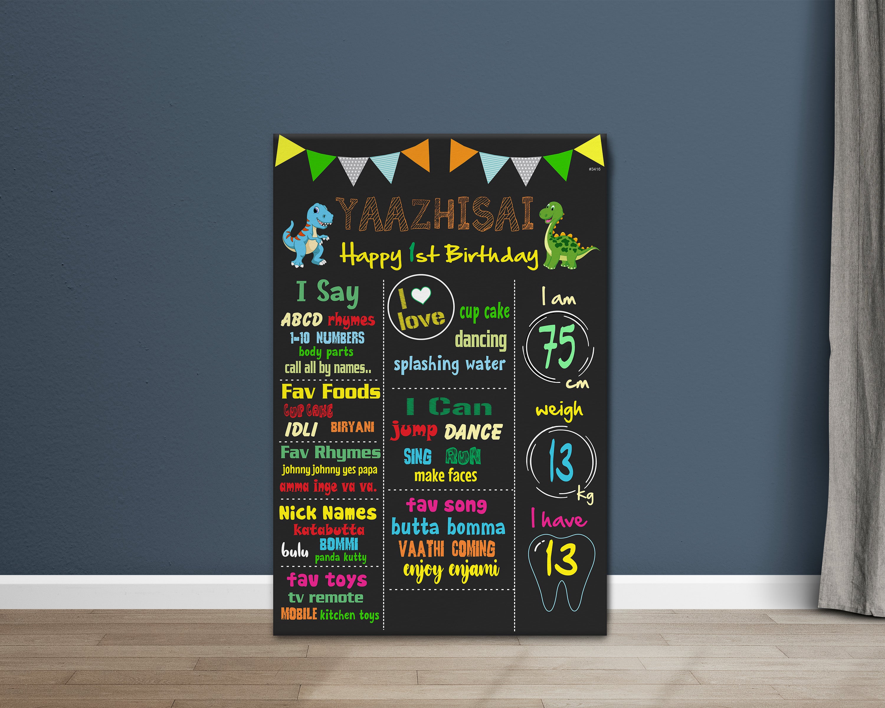 Dinosaur Theme Personalized Chalk Board