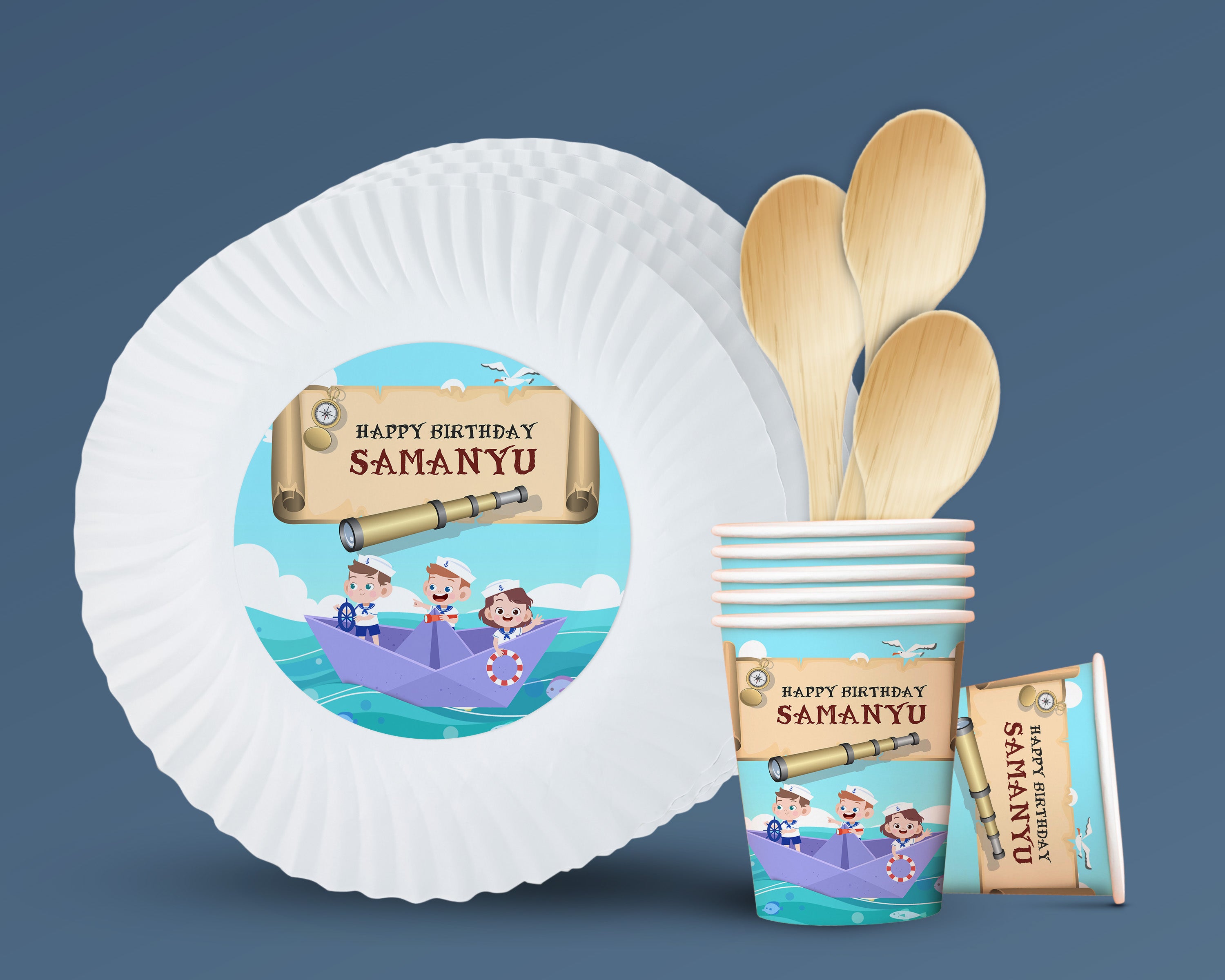 Sailor Theme Party Cups and Plates Combo