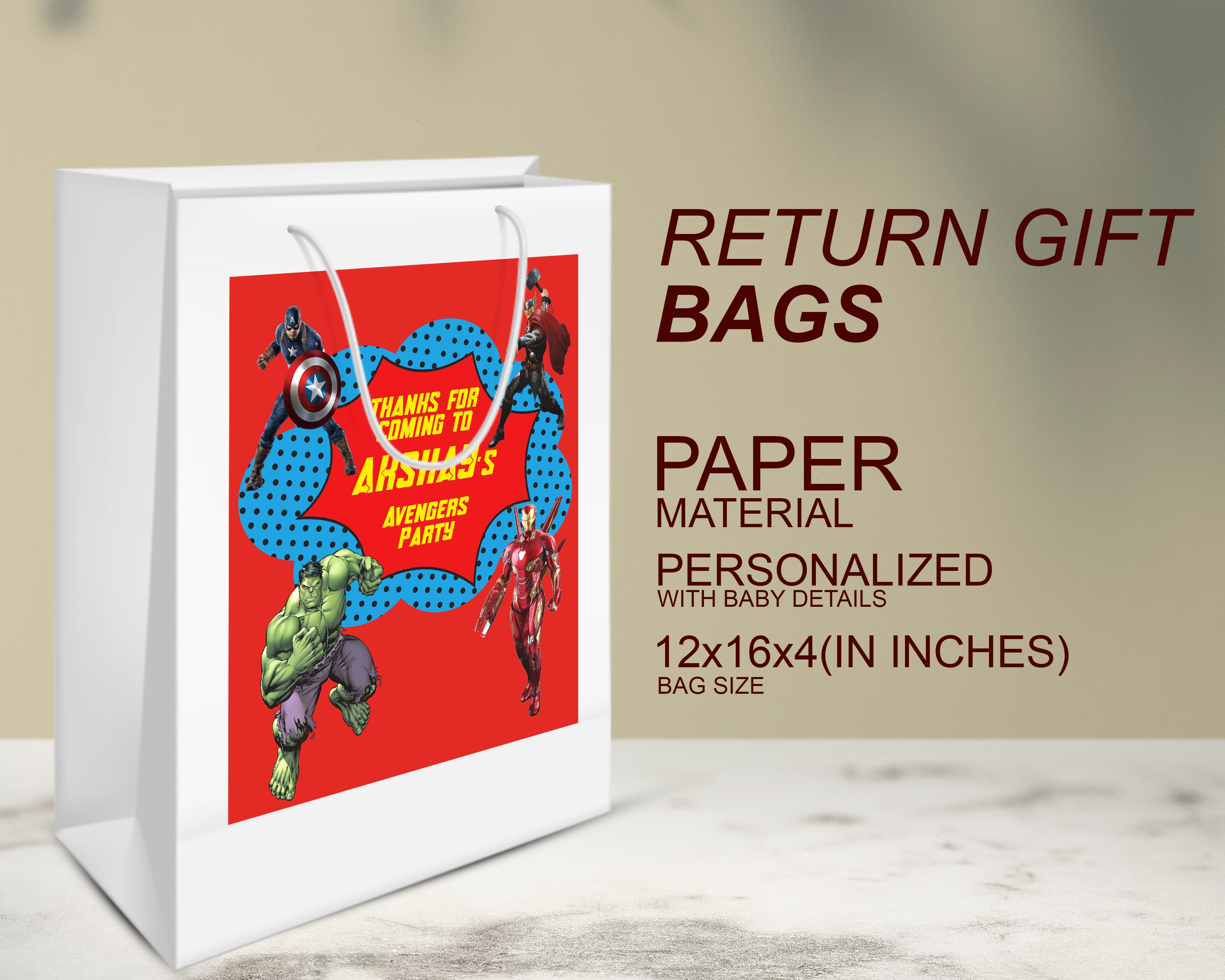 Avengers Theme Oversized Return Gift Bag