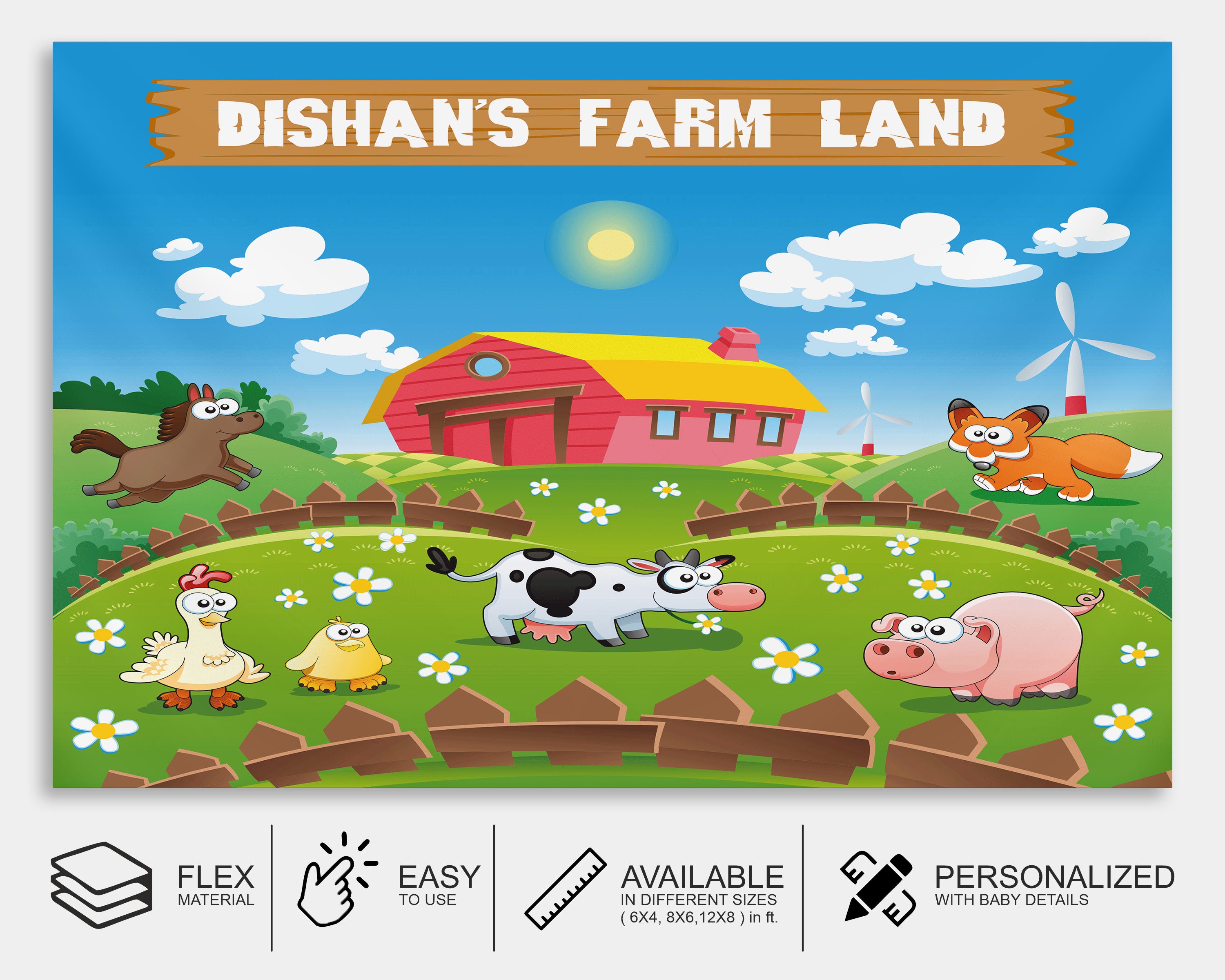 Farm Theme Personalized Backdrop