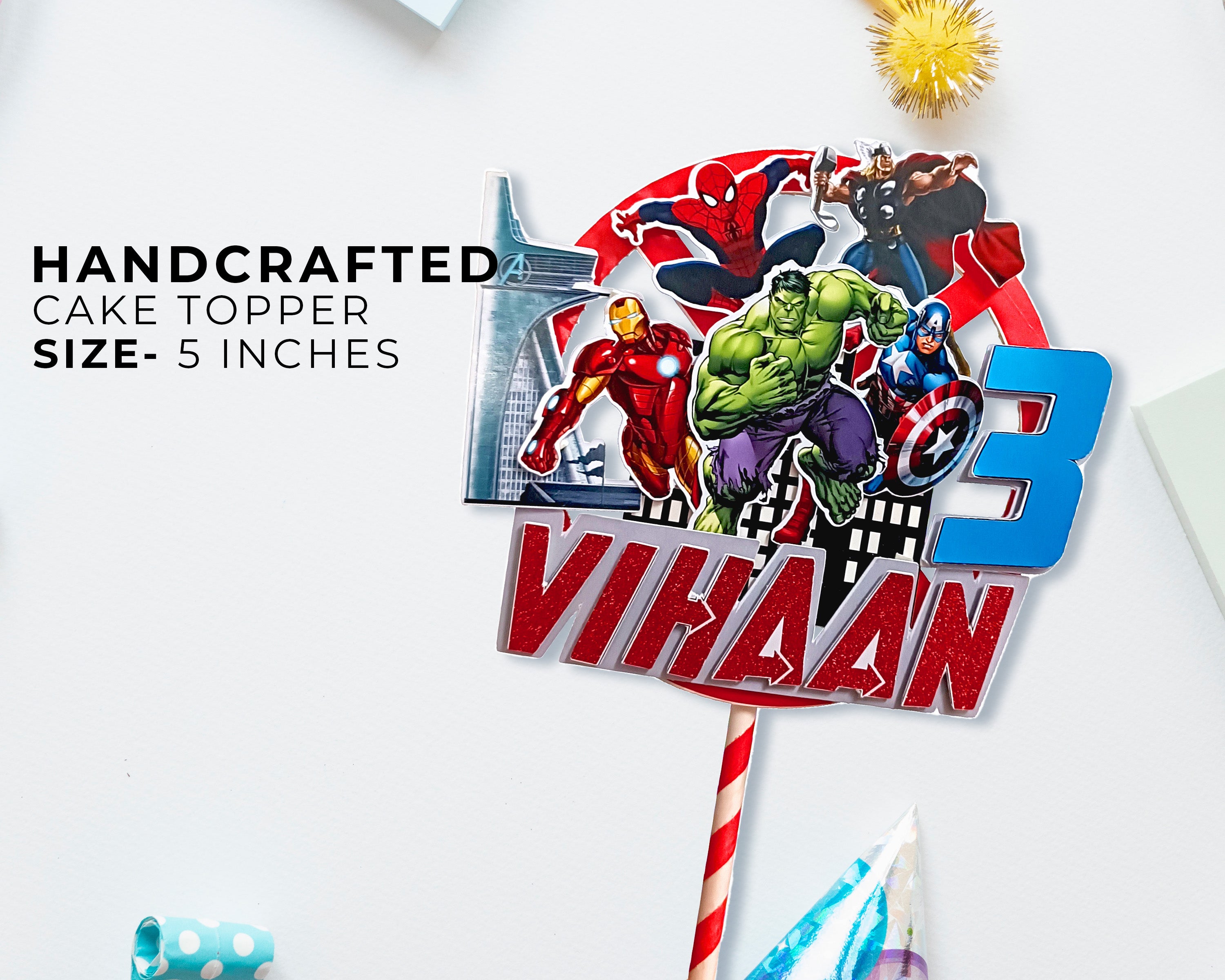 Avengers Theme Hand Crafted Cake Topper