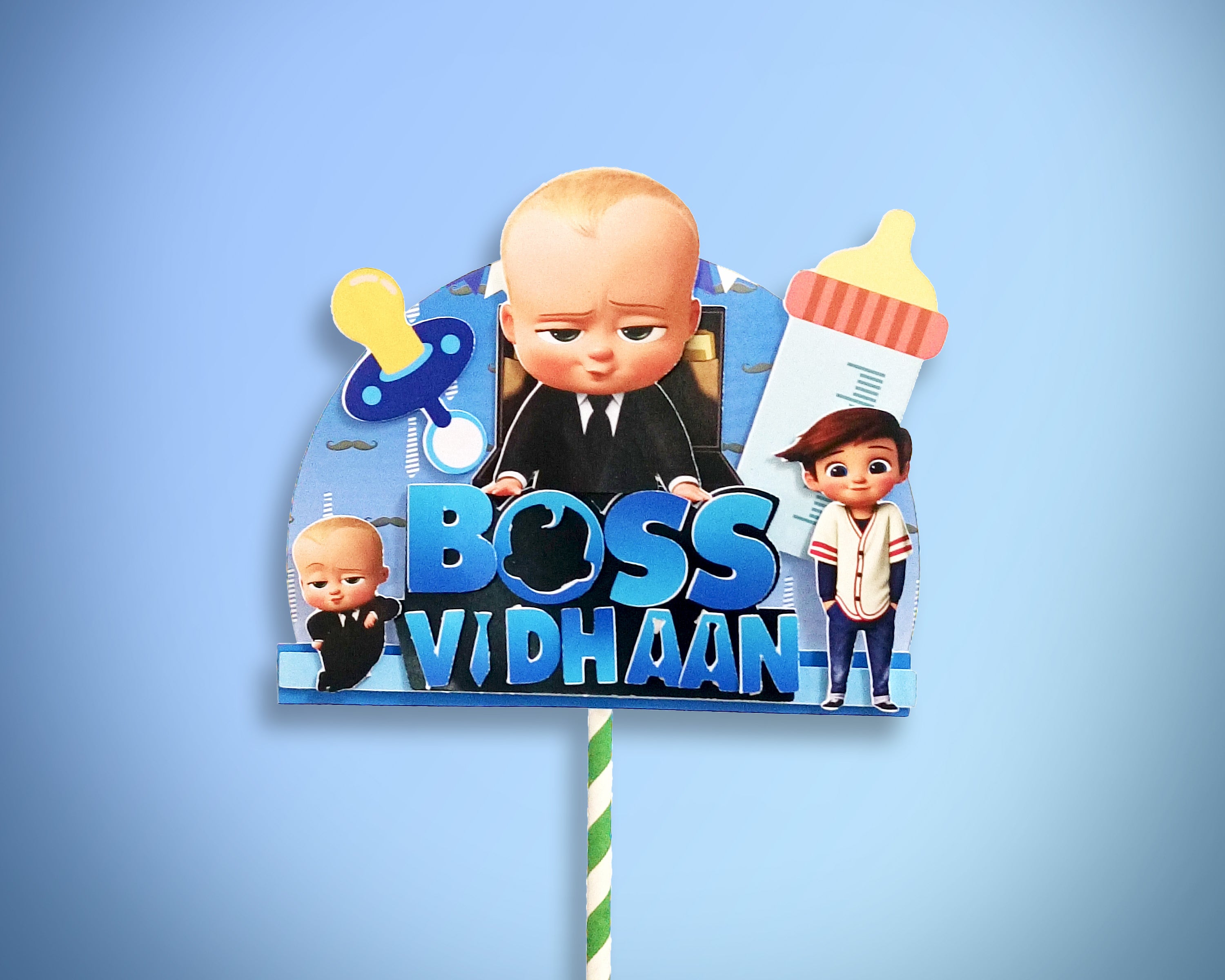 Alien Baby Cake Topper - Space War Theme For 1st Birthday, Baby Showers & Parties (6.3x6 Inches)