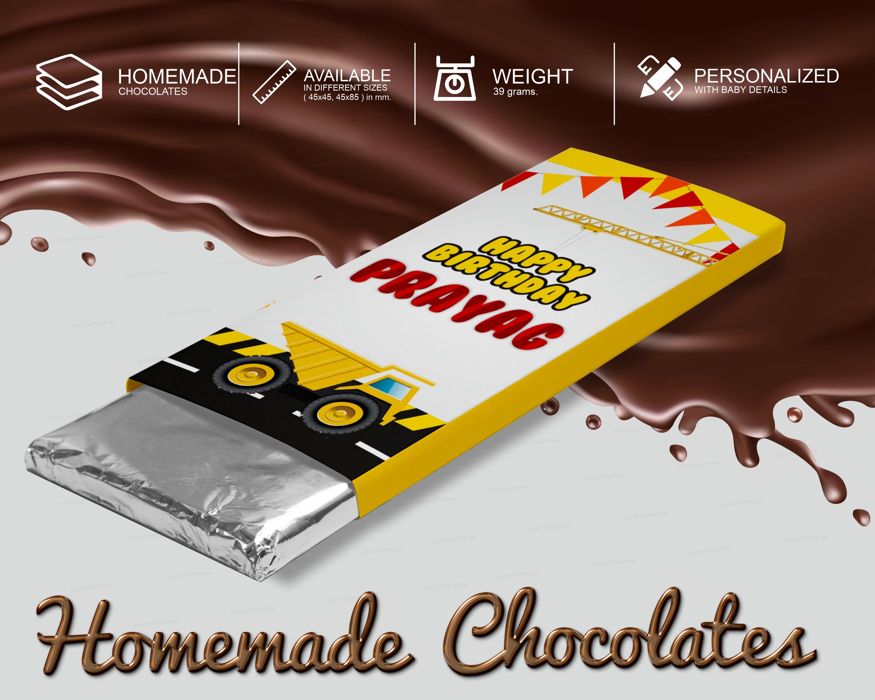 Construction Theme Home Made Chocolate Return Gifts