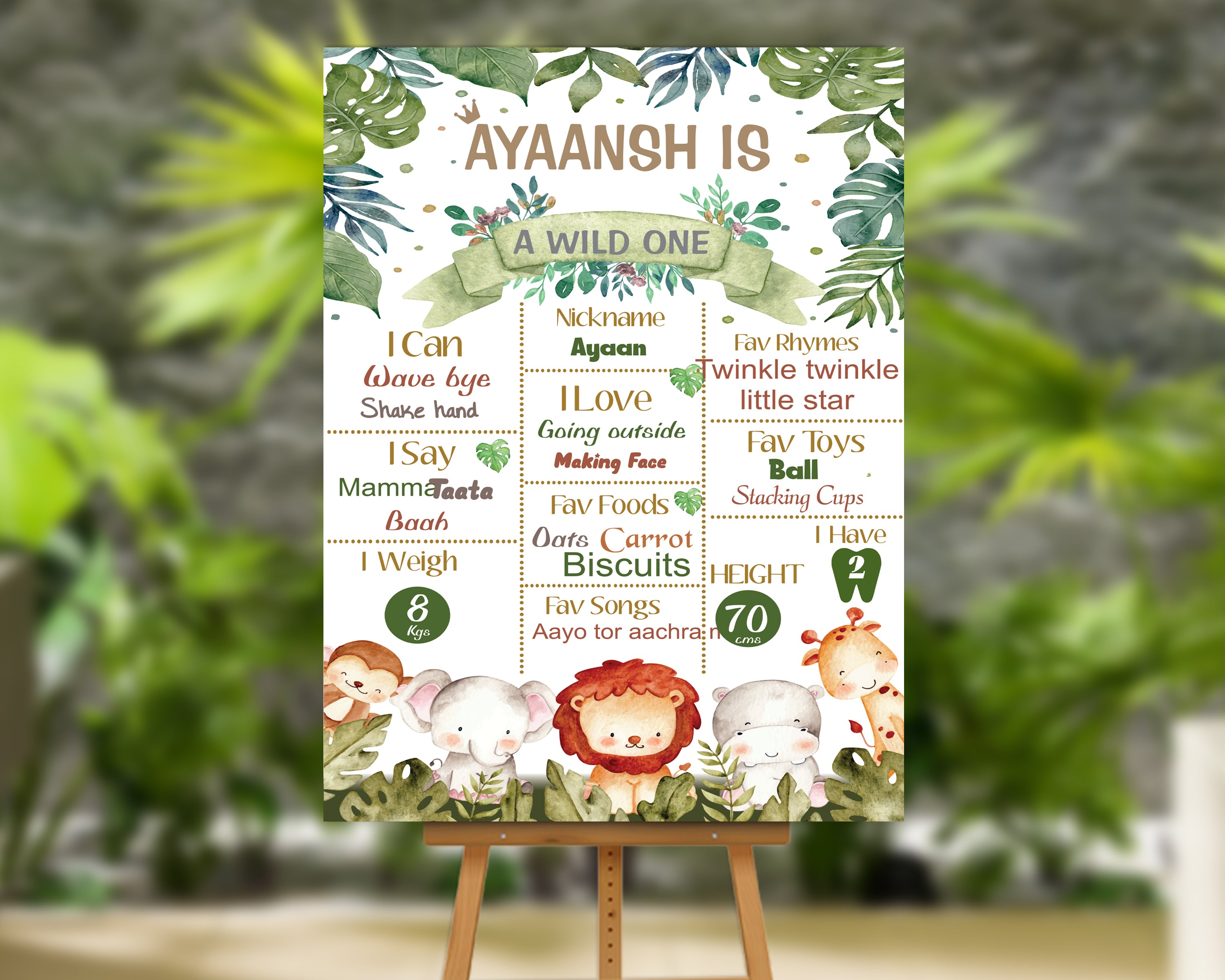 Jungle Theme Personalized Chalk Board