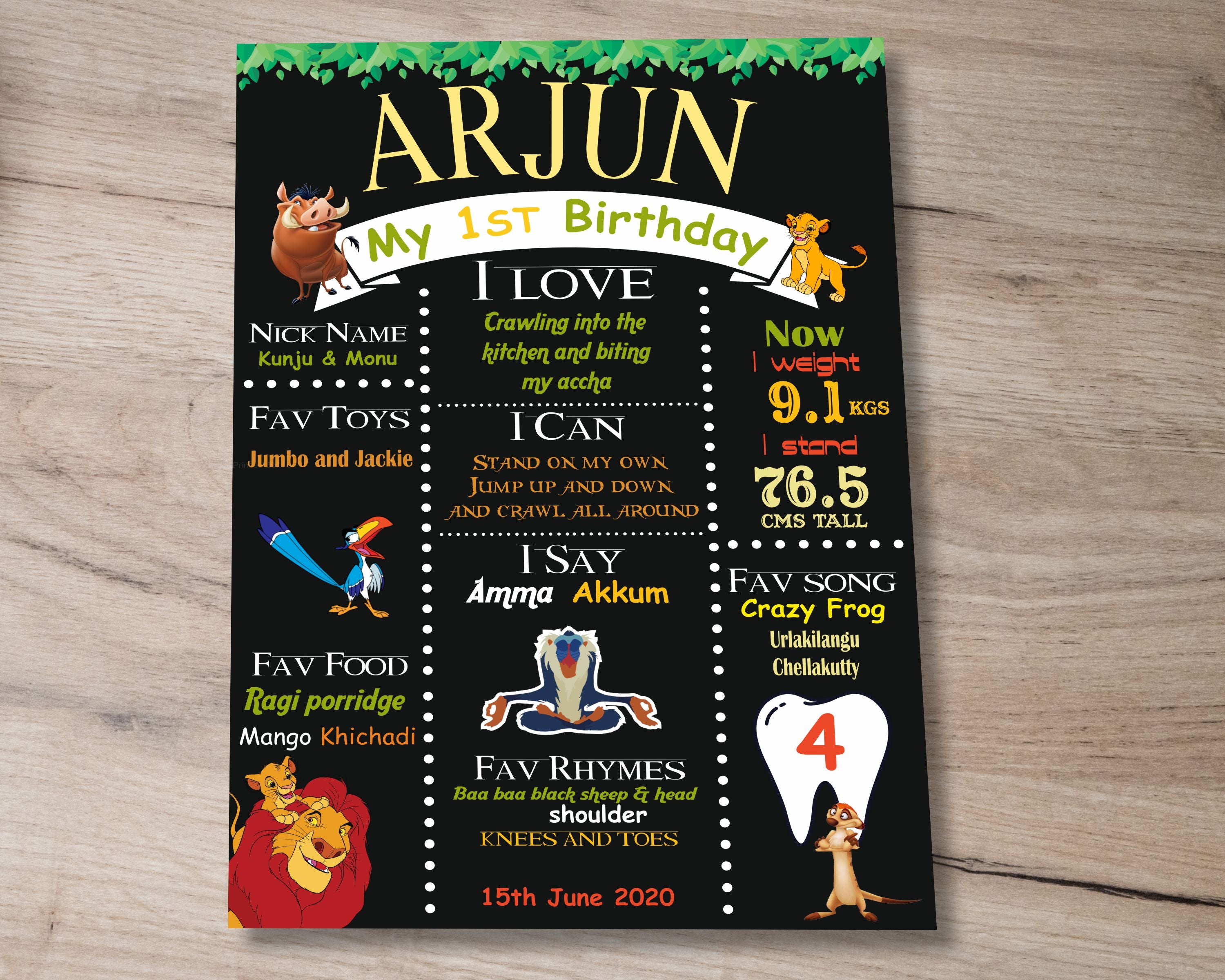 Lion King Theme Customized Chalk Board