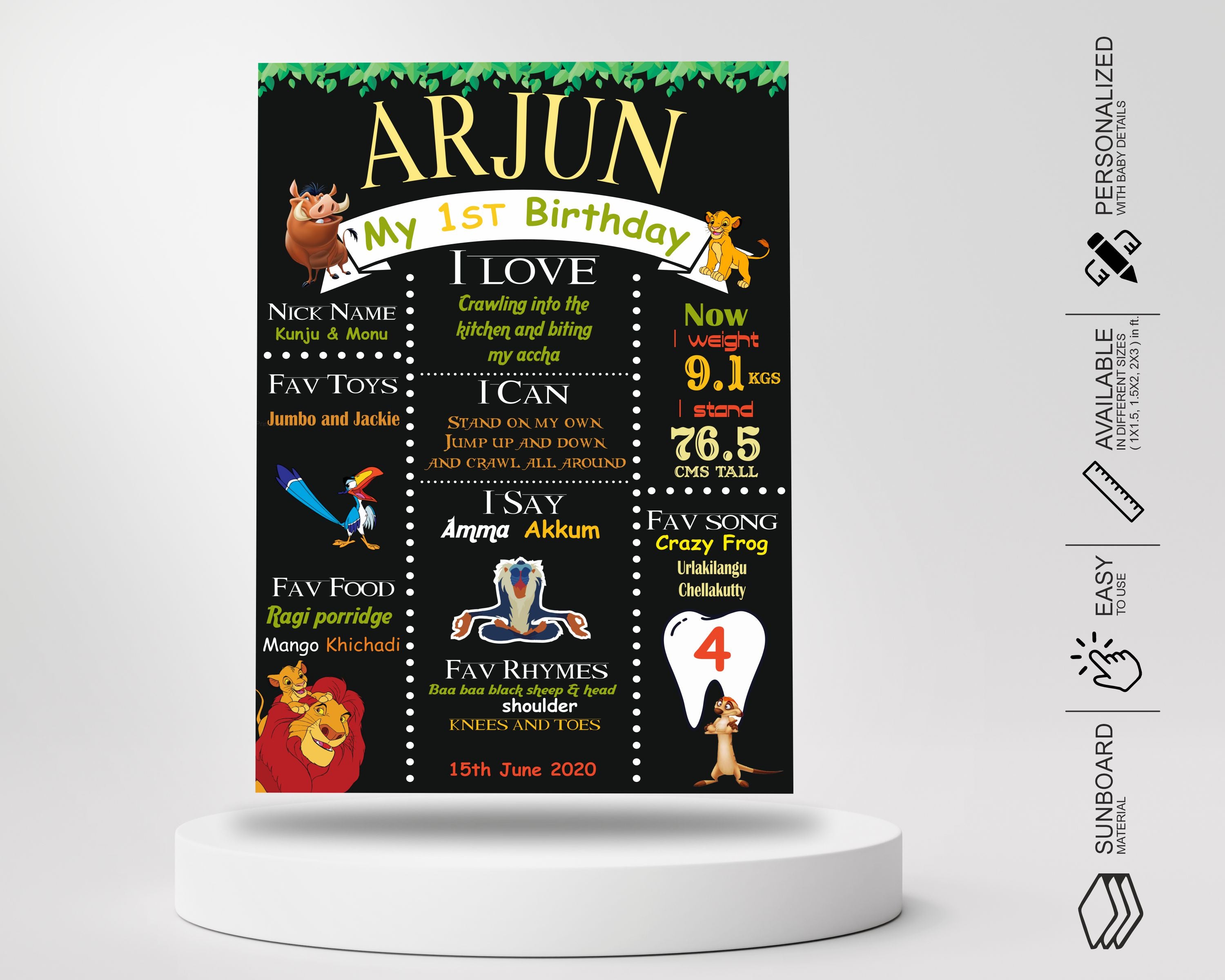 Lion King Theme Customized Chalk Board