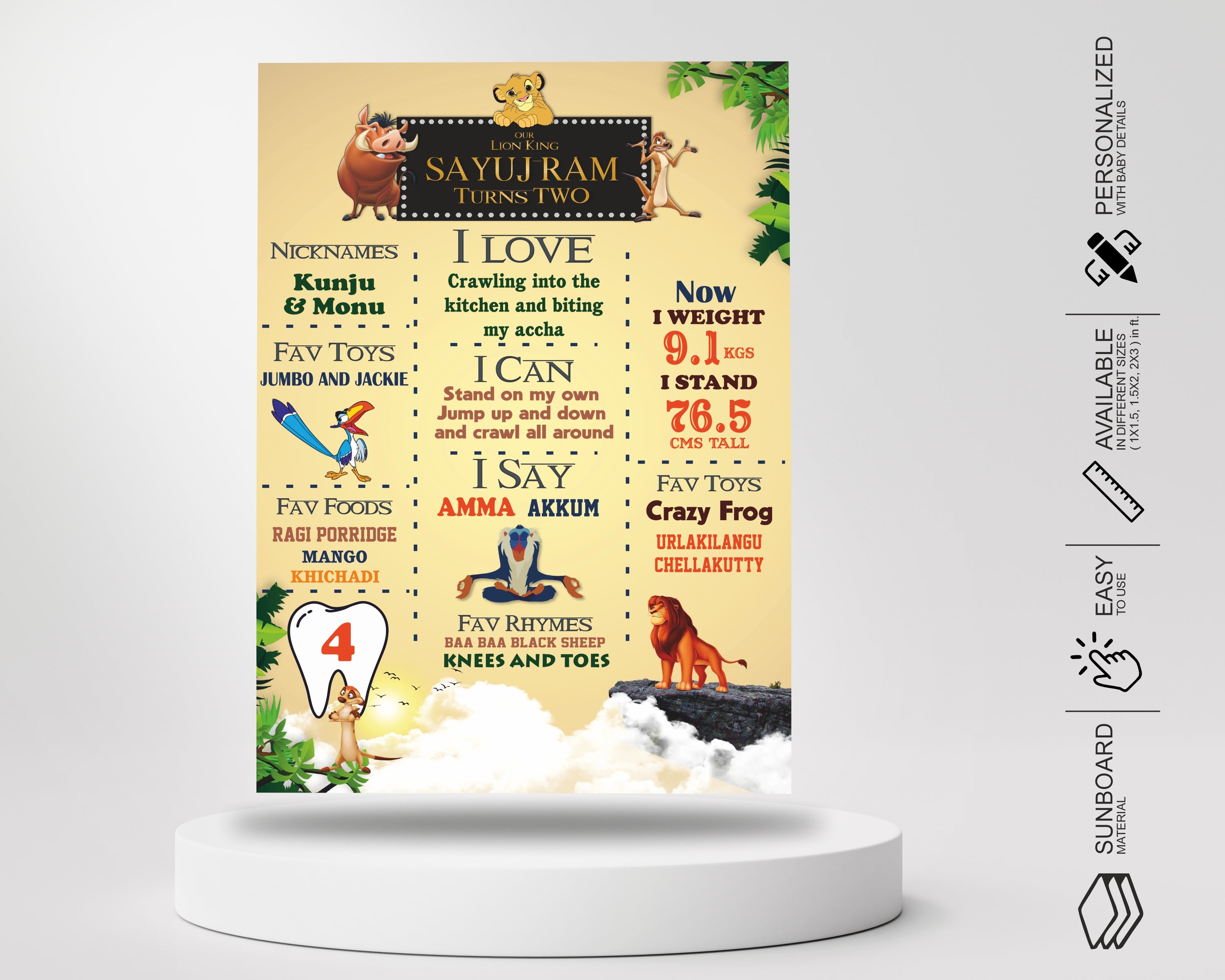 Lion King Theme White Chalk Board