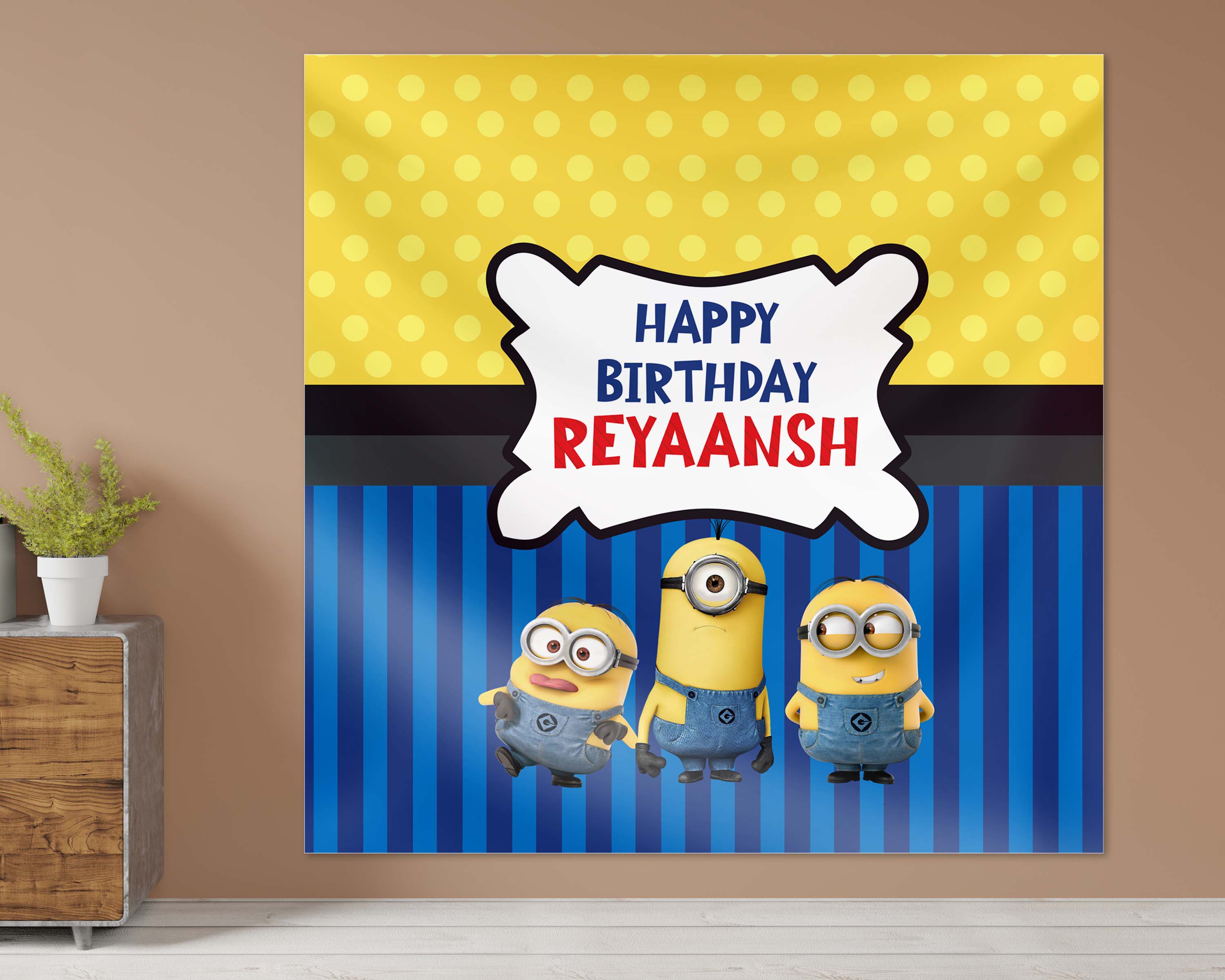 Minion Theme Personalized Square Backdrop