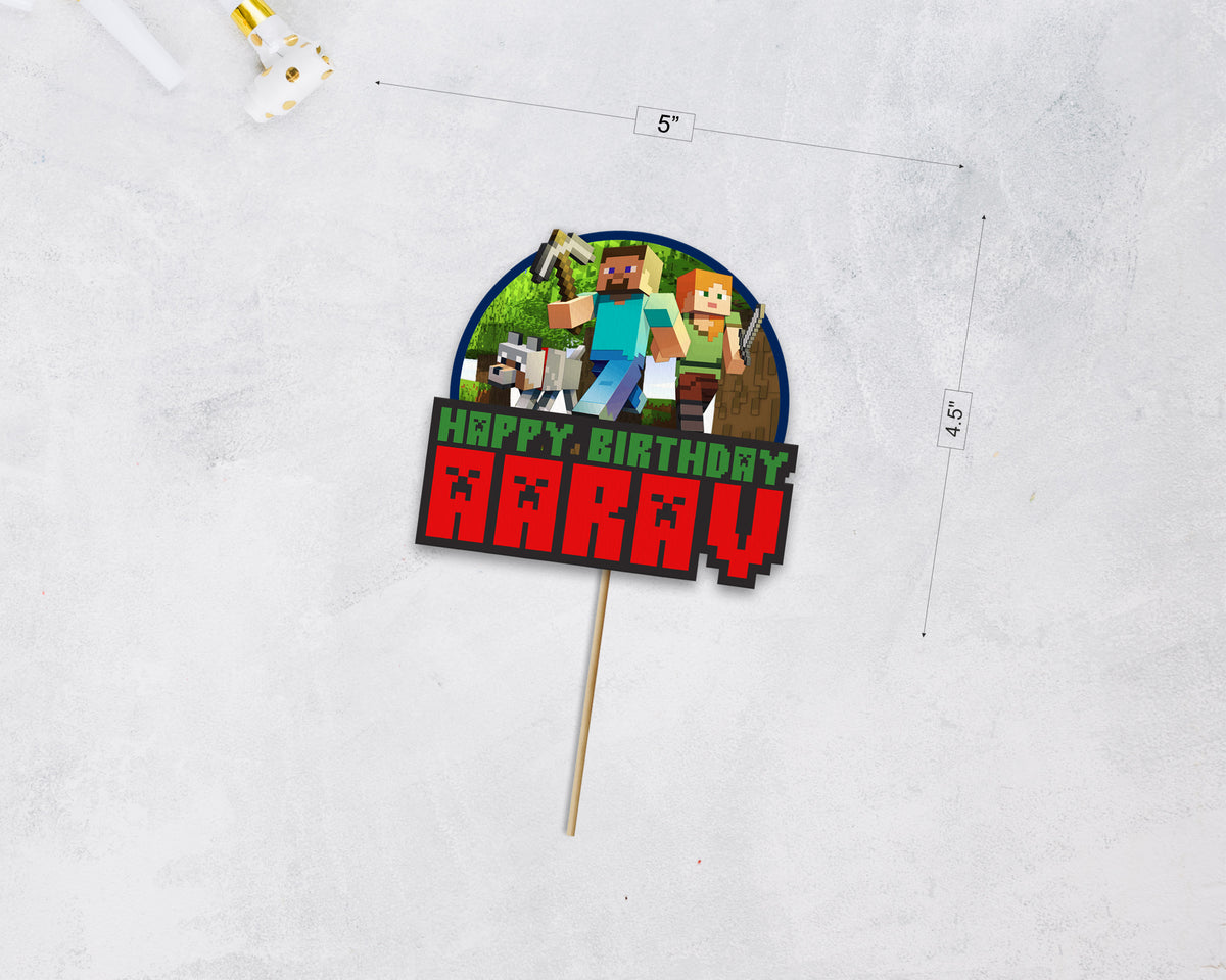 Minecraft Theme Customized Cake Topper