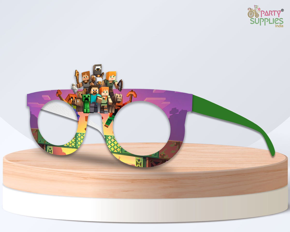 Minecraft Theme Birthday Party Glasses
