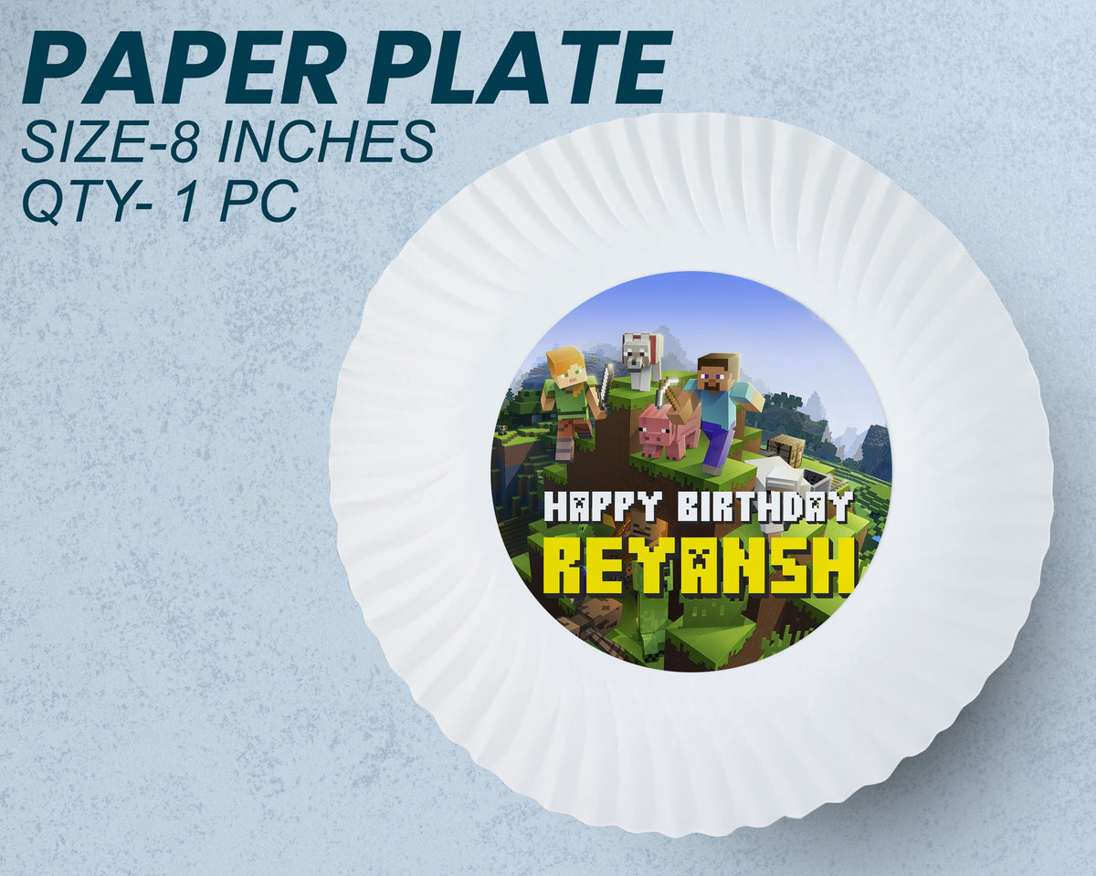 Minecraft Theme Party Cups and Plates Combo