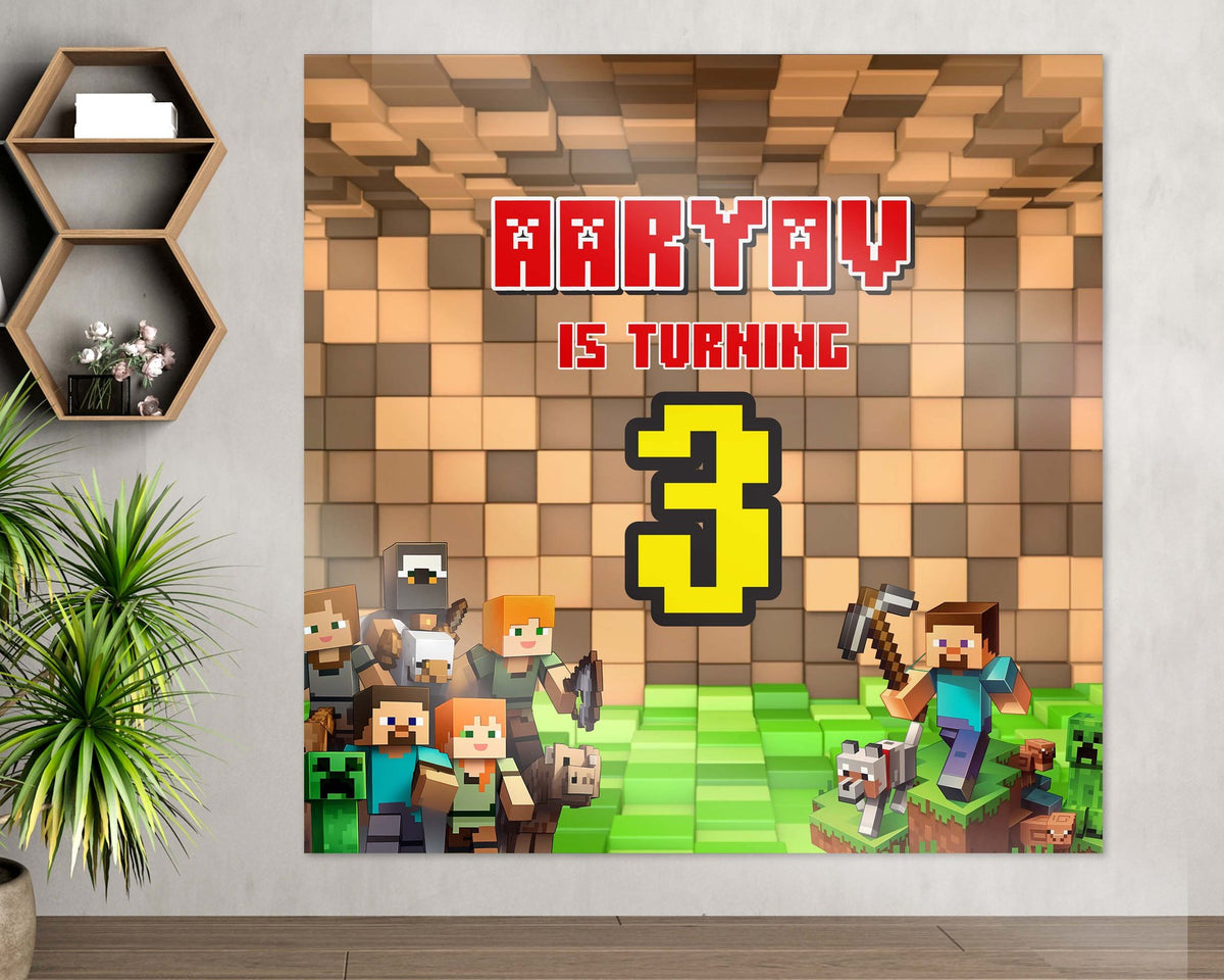Minecraft Theme Personalized Square Backdrop