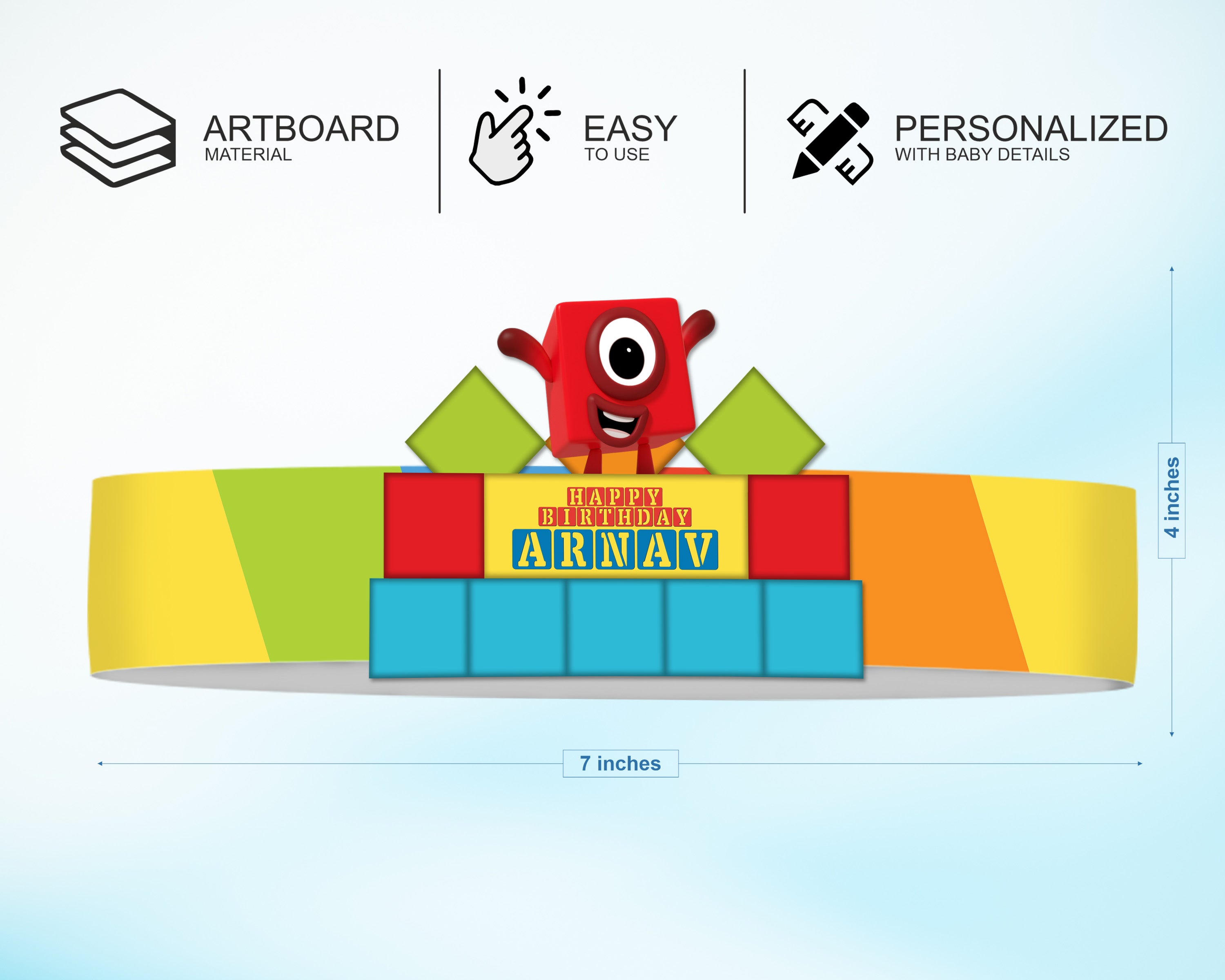 Number Blocks Theme Crown Hat