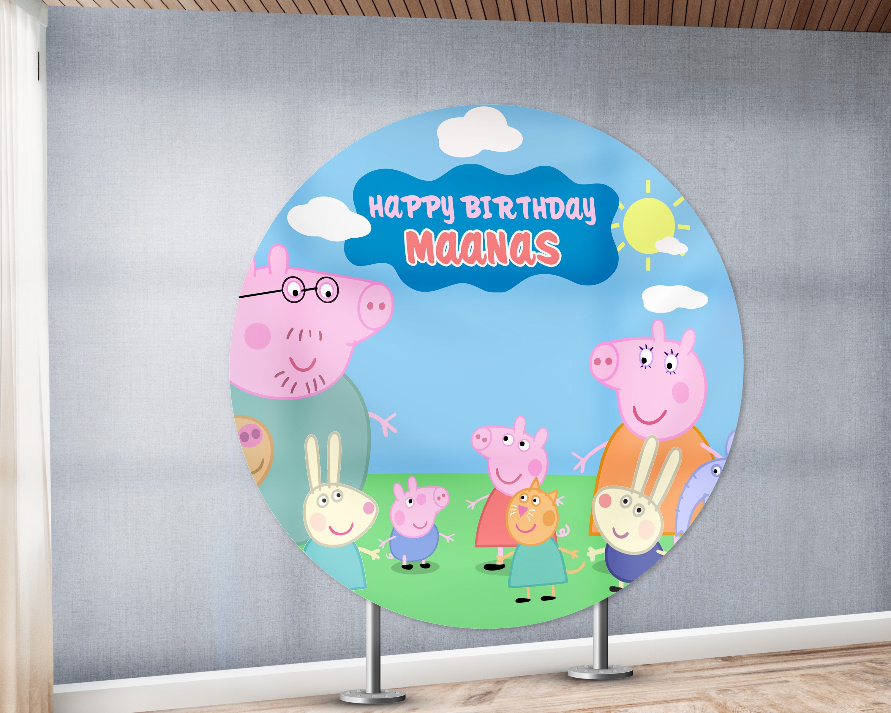 Peppa Pig Personalized Round Backdrop