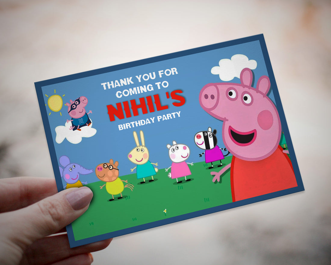 Peppa Pig Theme Customized Thank You Card