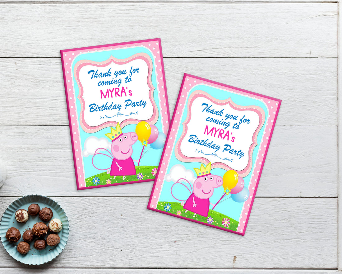 Peppa Pig Theme Thank You Card
