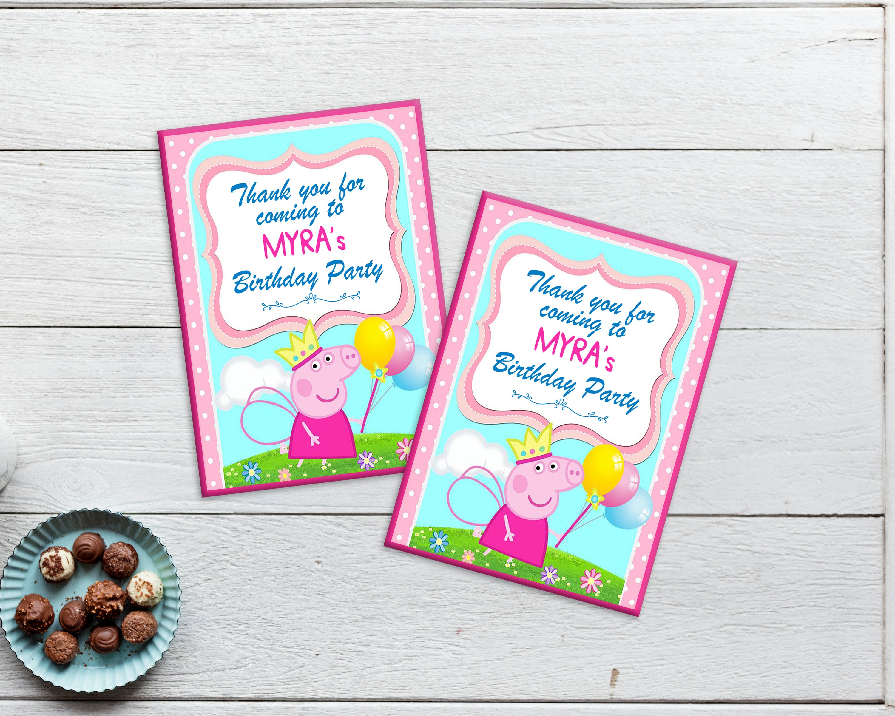 Peppa Pig Theme Thank You Card