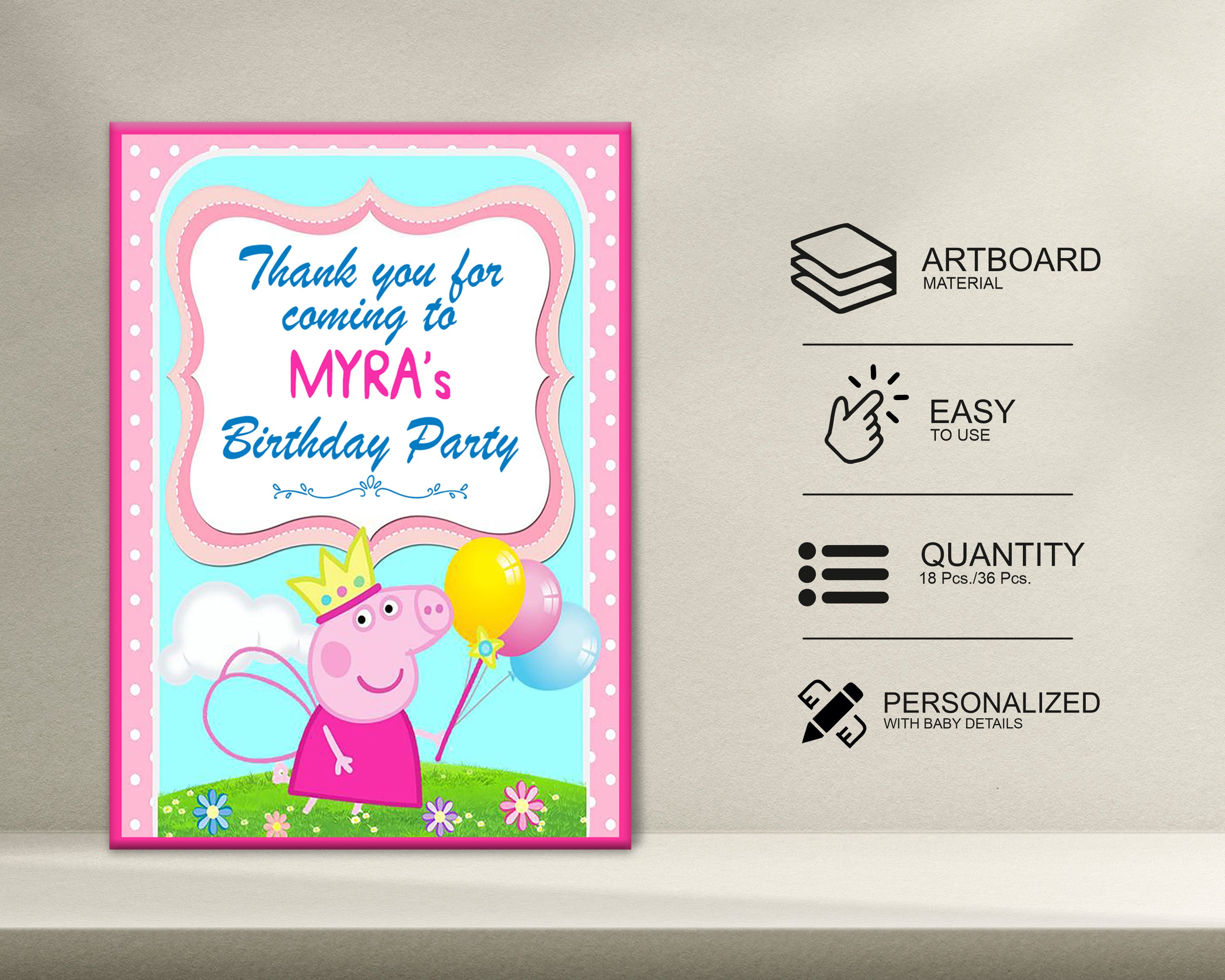 Peppa Pig Theme Thank You Card