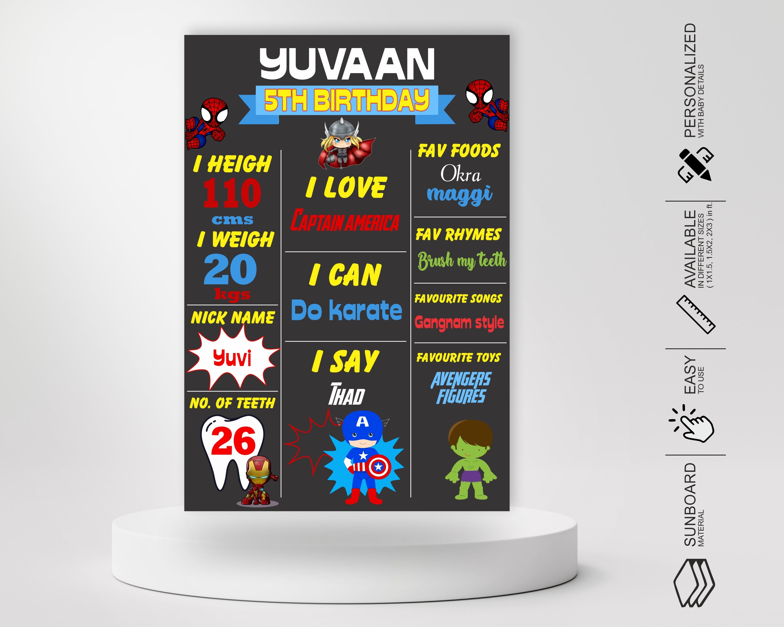 Avengers Theme Customized Chalk Board