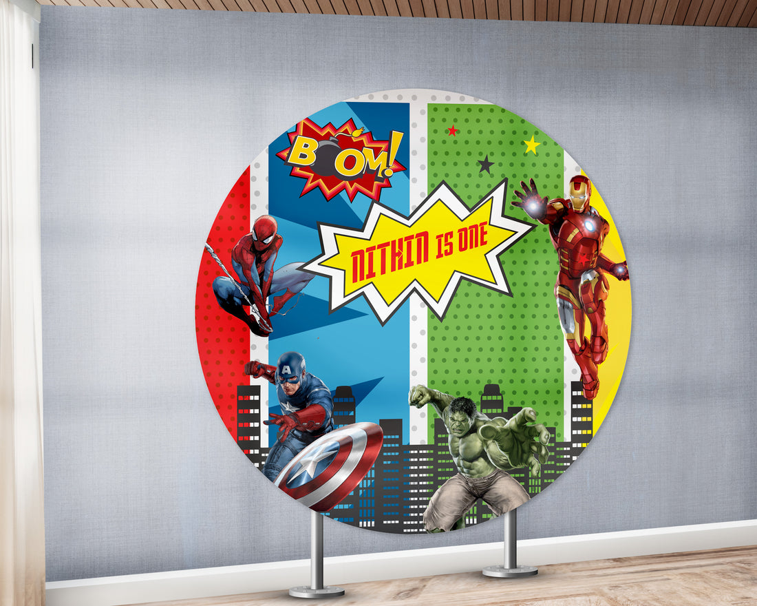 Avengers Theme Round Backdrop