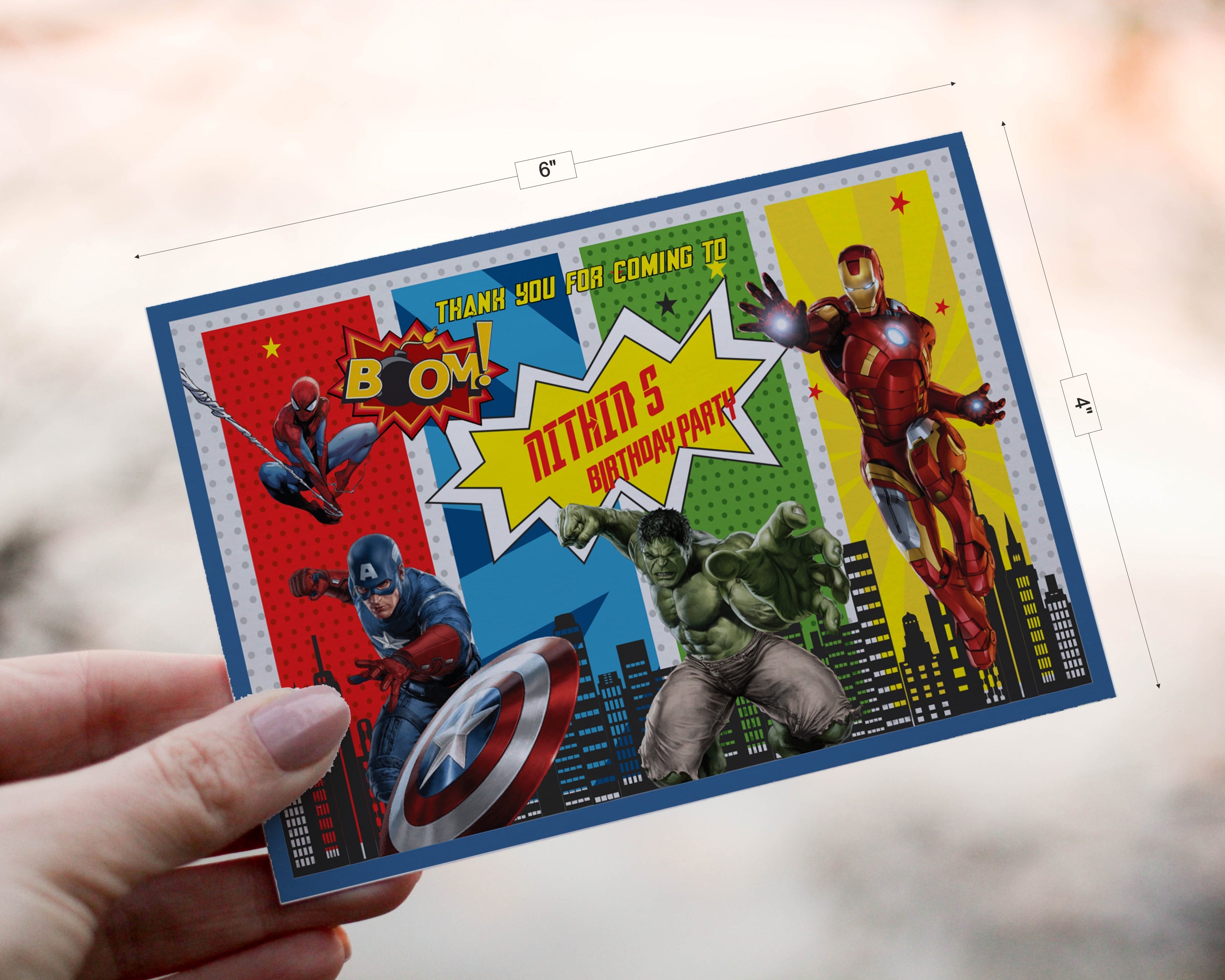 Avengers Theme Thank You Card