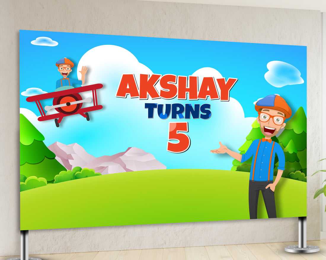 Blippi Theme Customized Backdrop