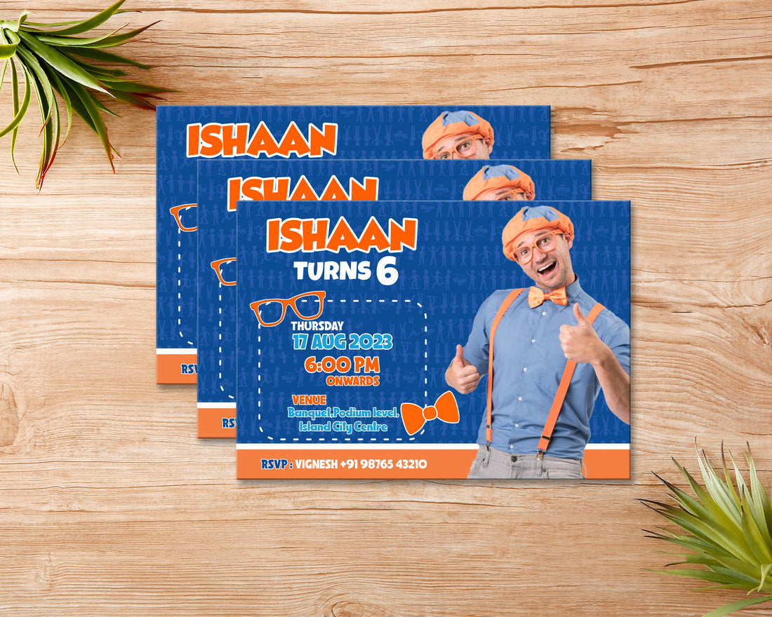 Blippi Theme Cutomized Invite