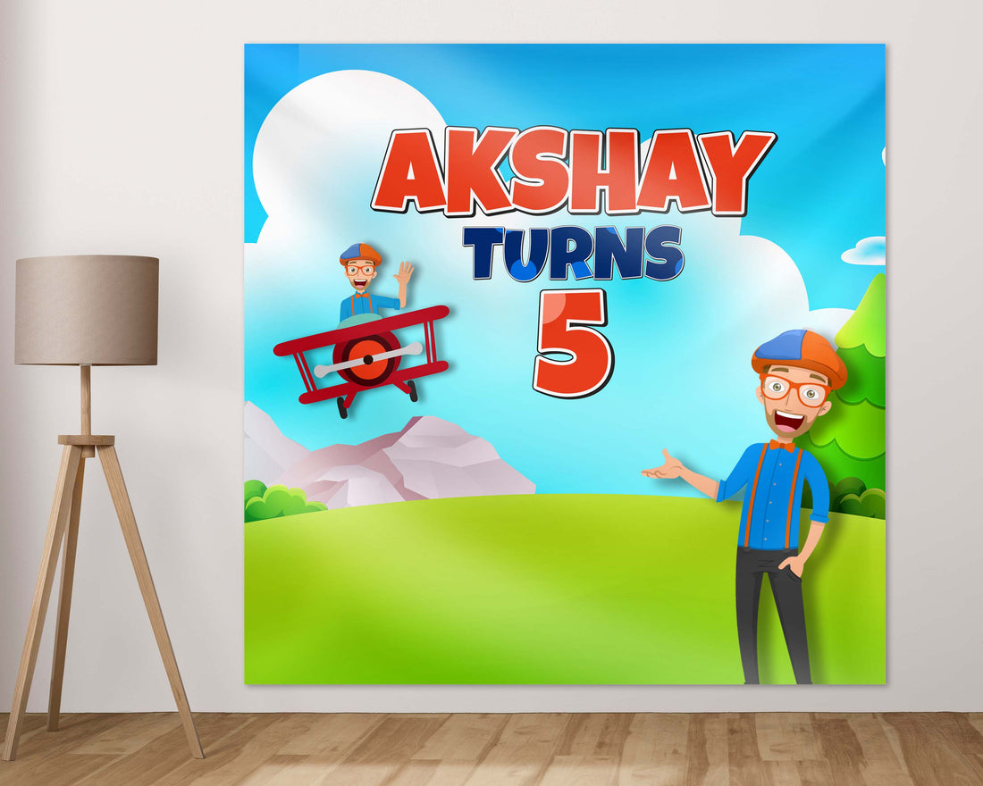 Blippi Theme Customized Square Backdrop