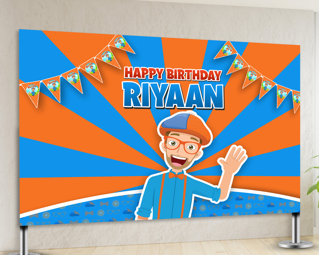 Blippi Theme Personalized Backdrop