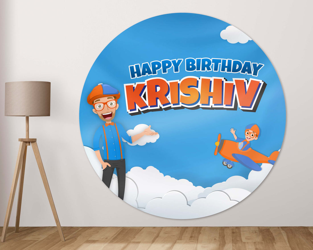 Blippi Theme Round Backdrop